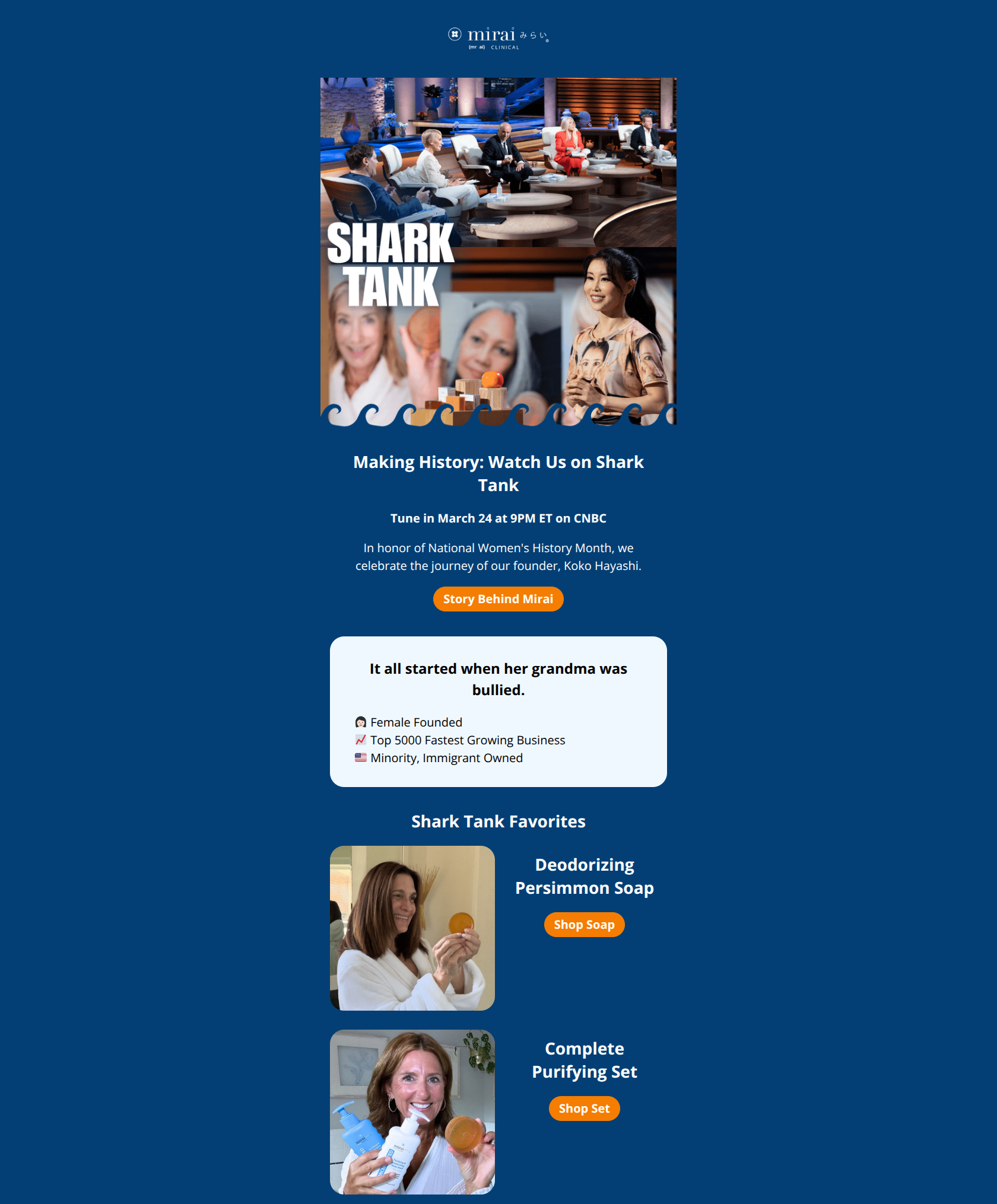 Email design: Women’s History Month on Shark Tank 🦈