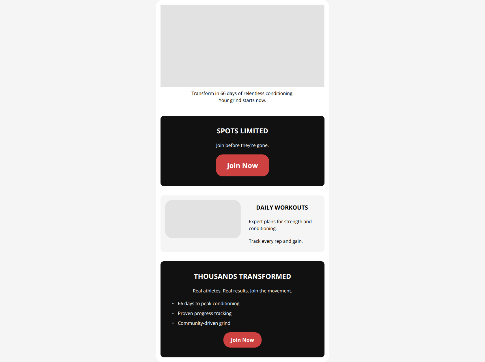 Email design: GYMSHARK66: Forge Your Grind