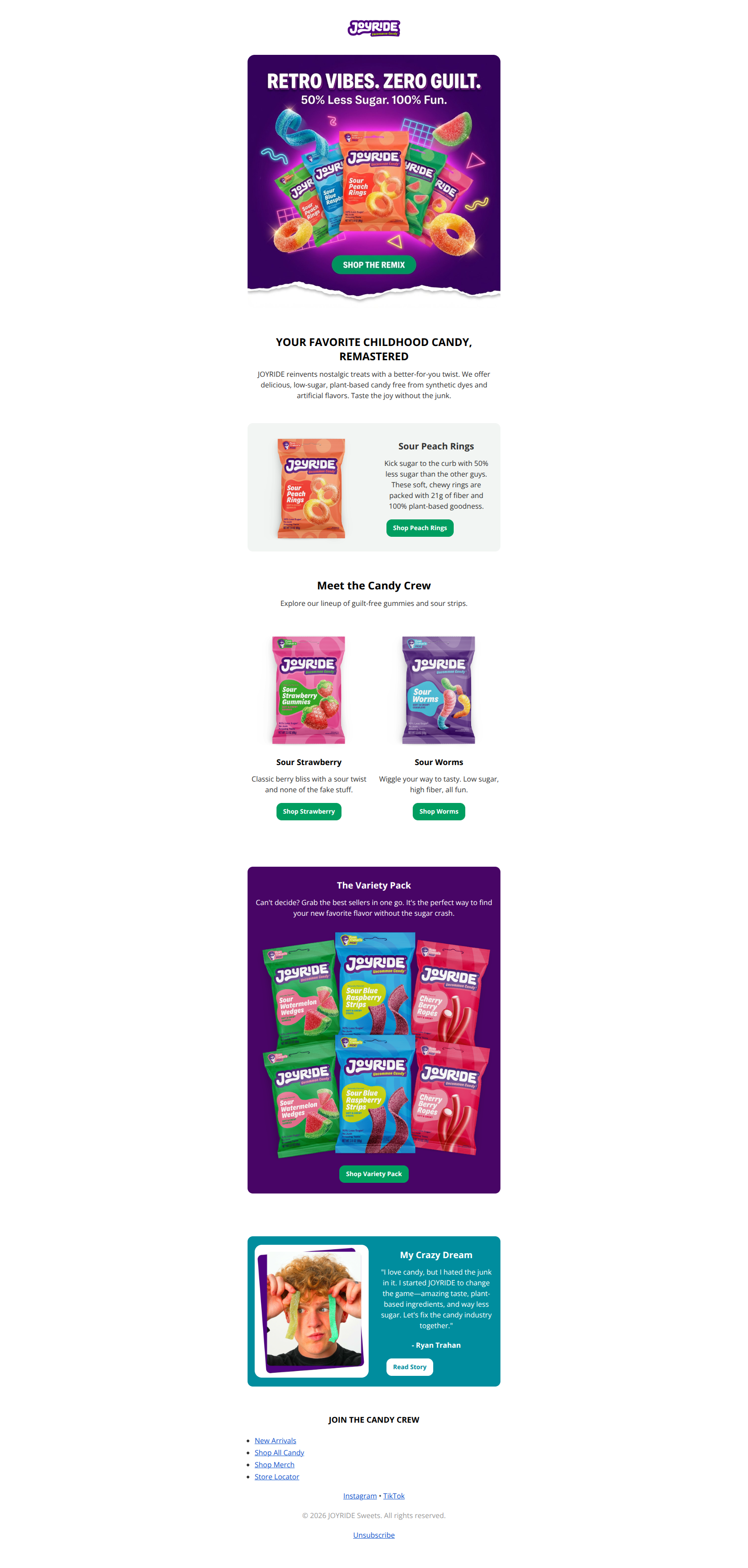 Email design: Nostalgic candy, zero sugar crash ๐ญ