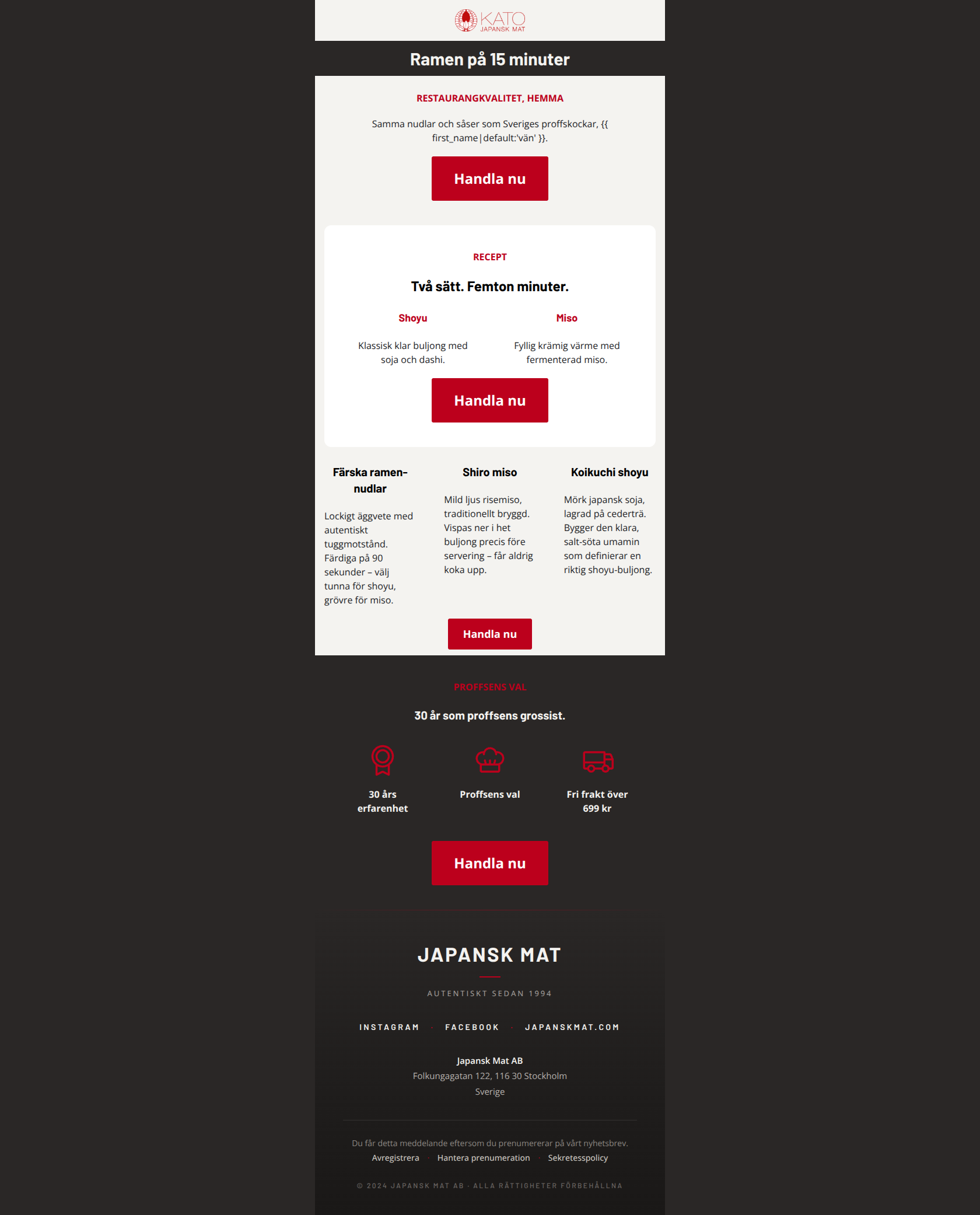 Email design: Ramen på 15 minuter – som på restaurang