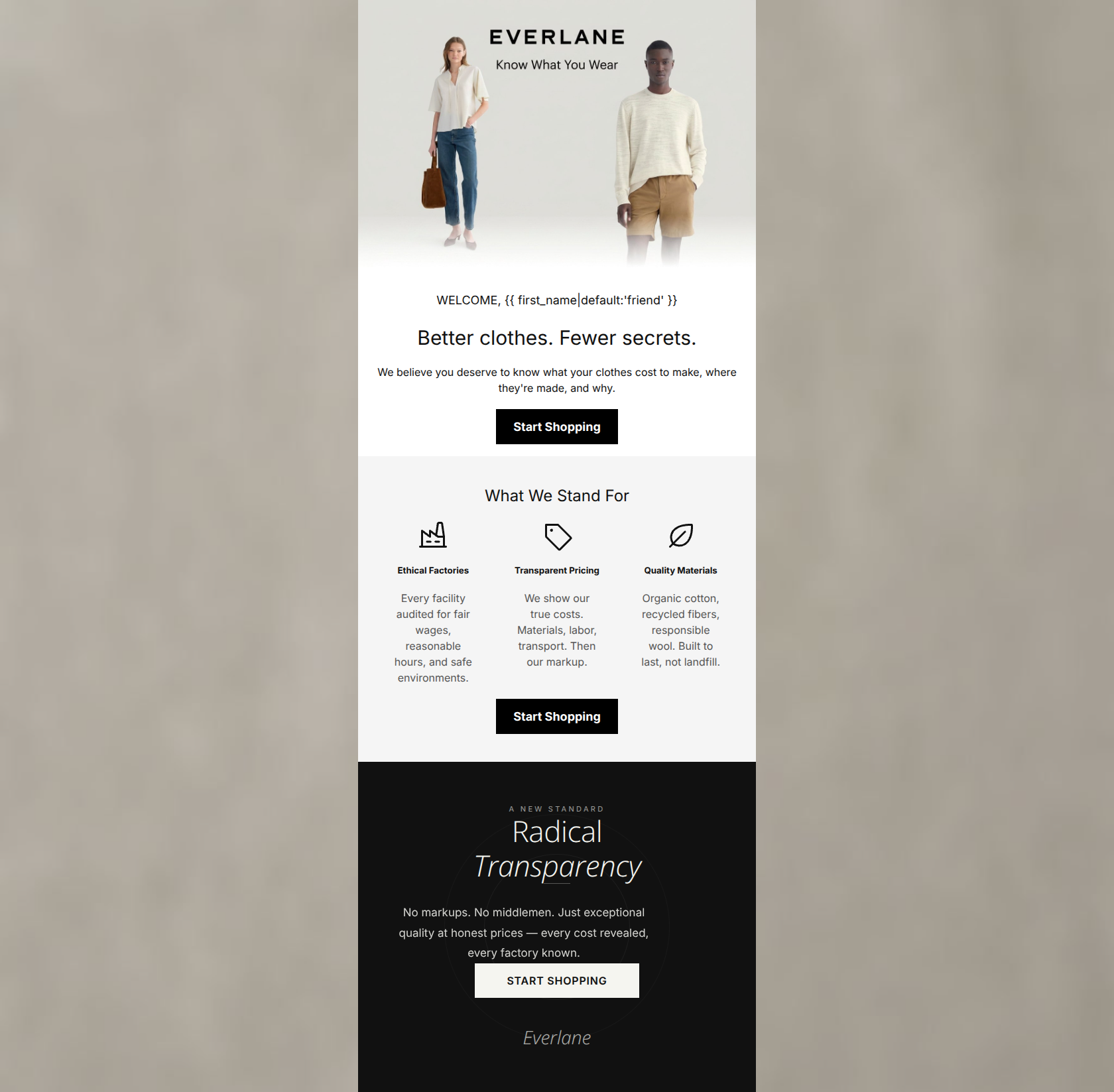 Email design: Welcome to Radical Transparency