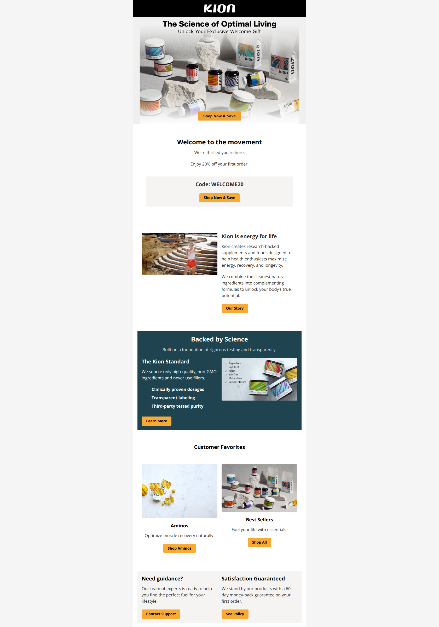 Email design: Welcome to Kion! Here is your special gift