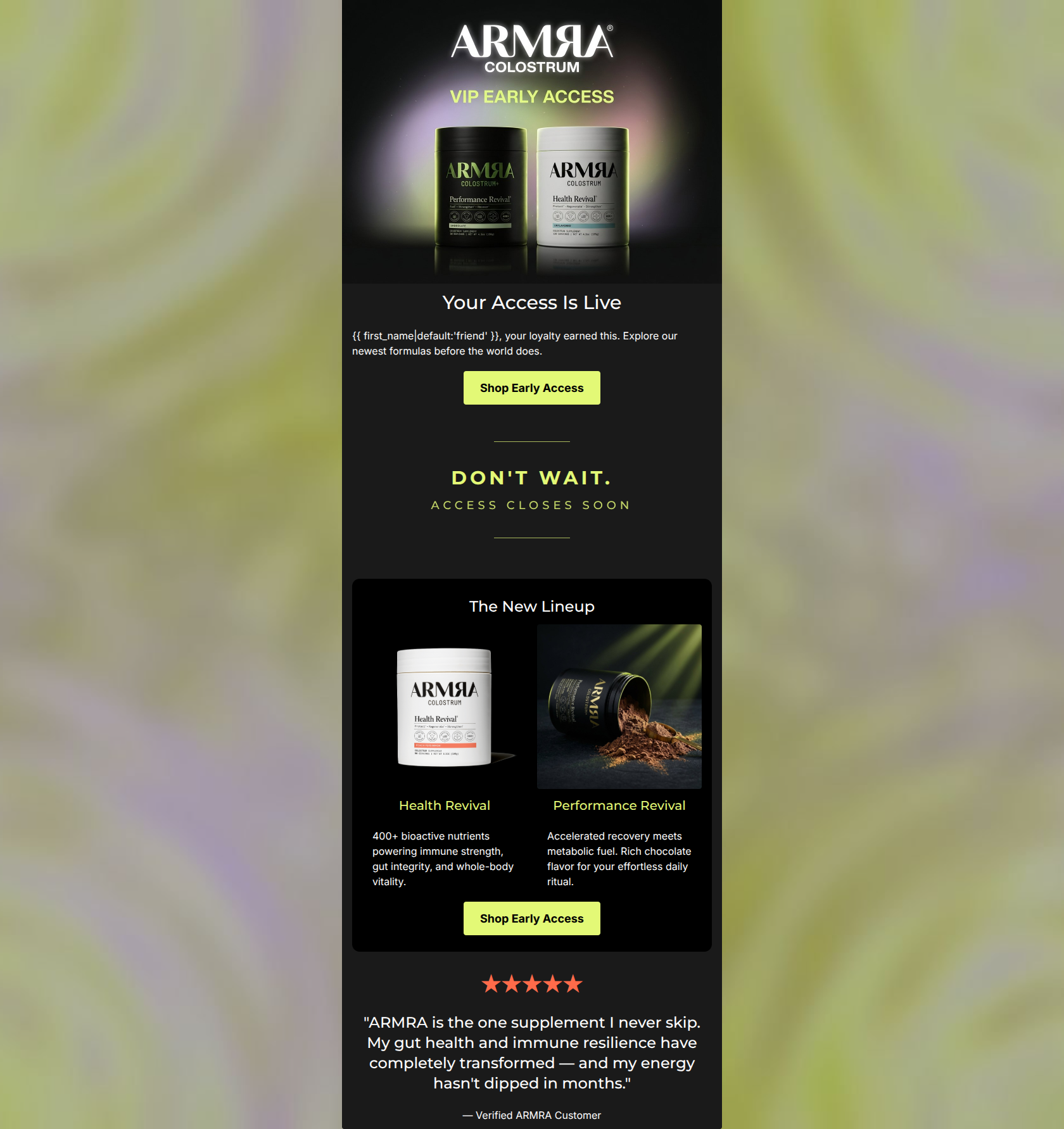 Email design: You're in. Early access is live.