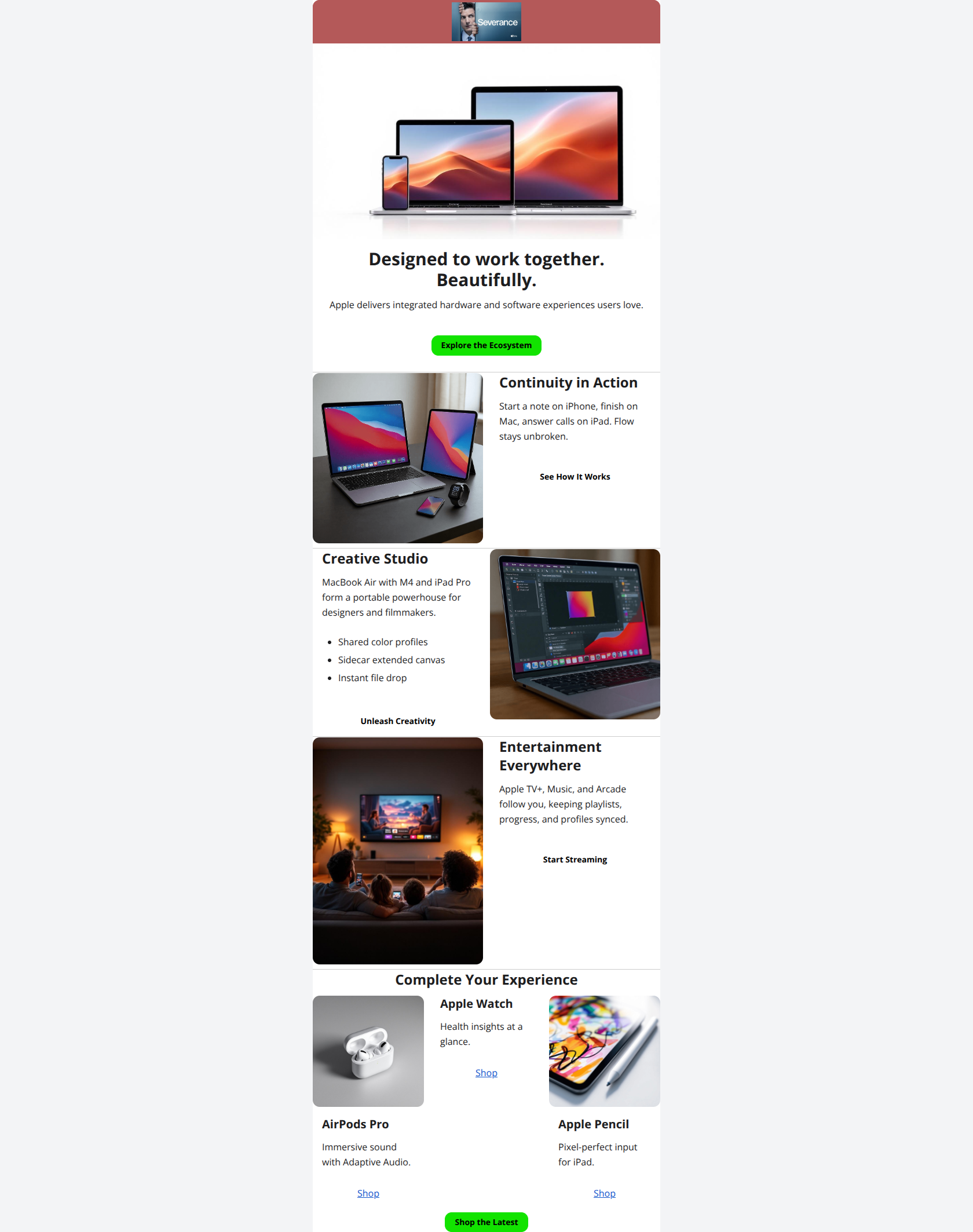 Email design: Apple (Fork): Elevate Your Everyday