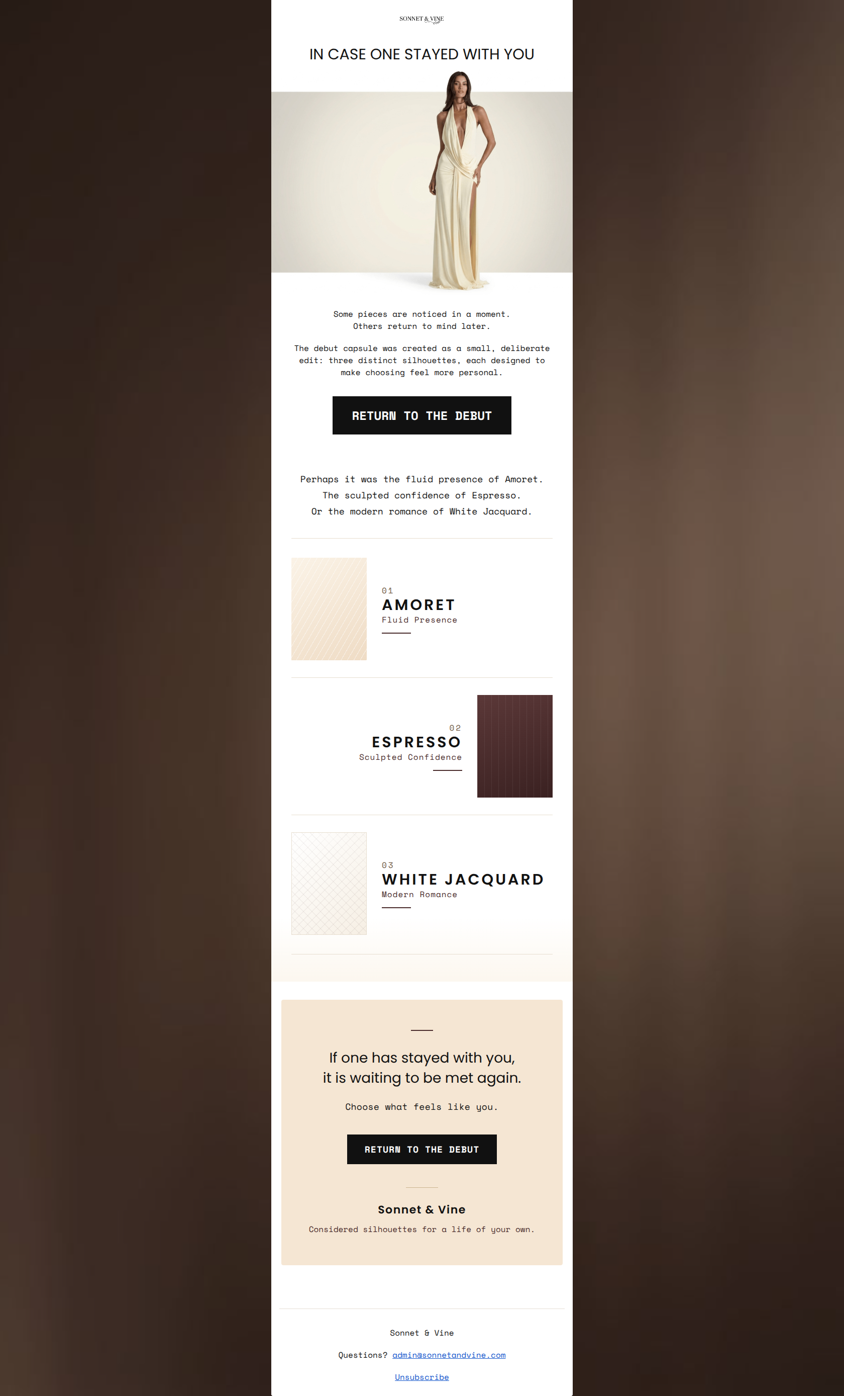 Email design: In case one stayed with you