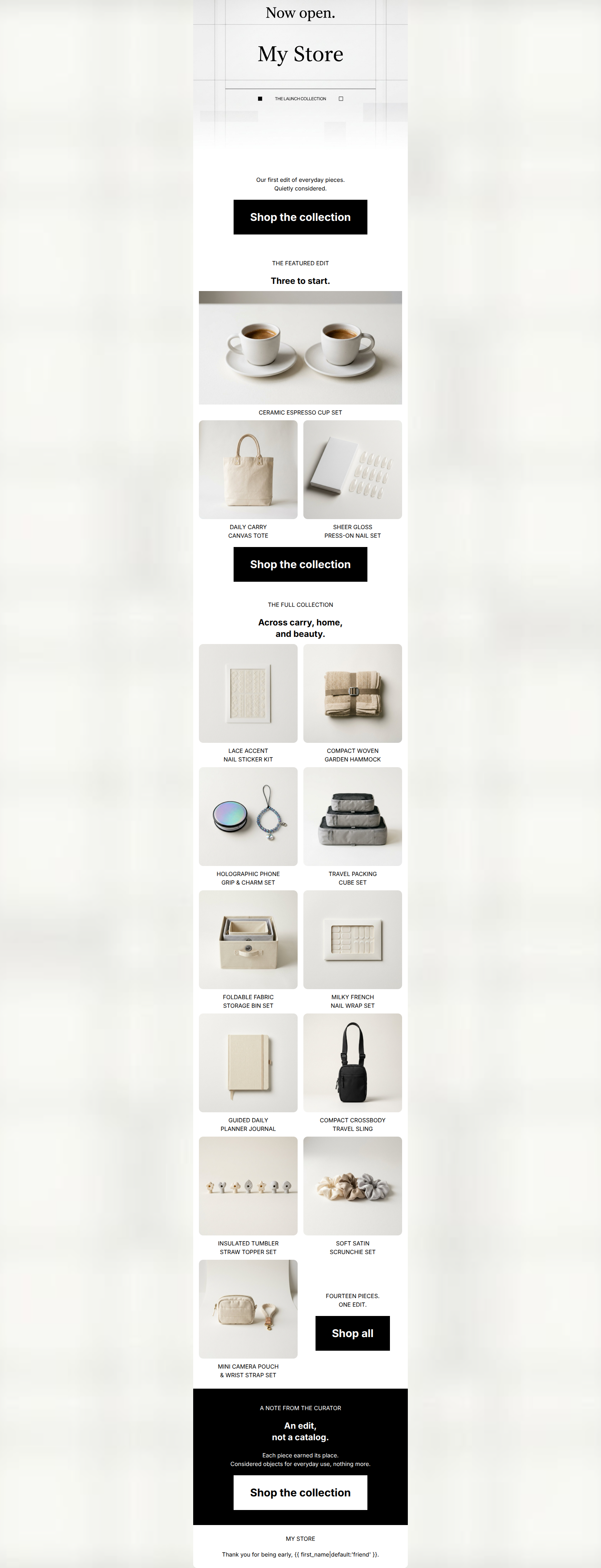 Email design: The collection is live.