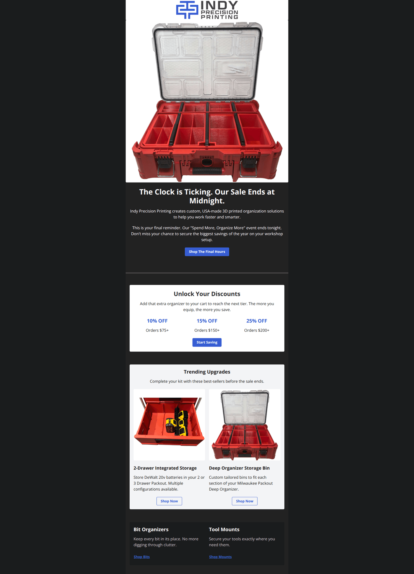 Email design: FINAL HOURS: Up to 25% Off Ends Tonight! ⏰