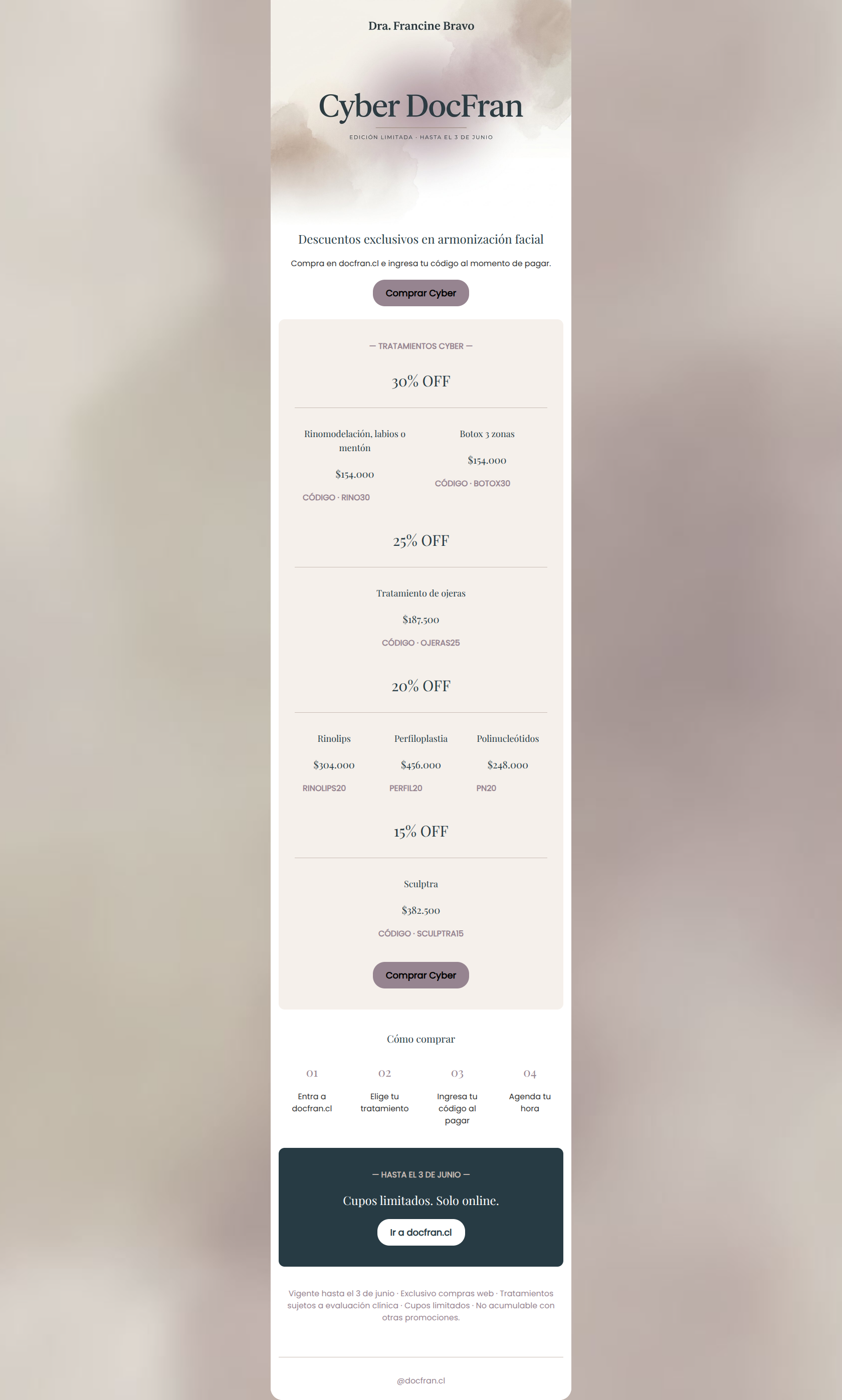 Email design: Cyber DocFran: descuentos exclusivos en armonizaci