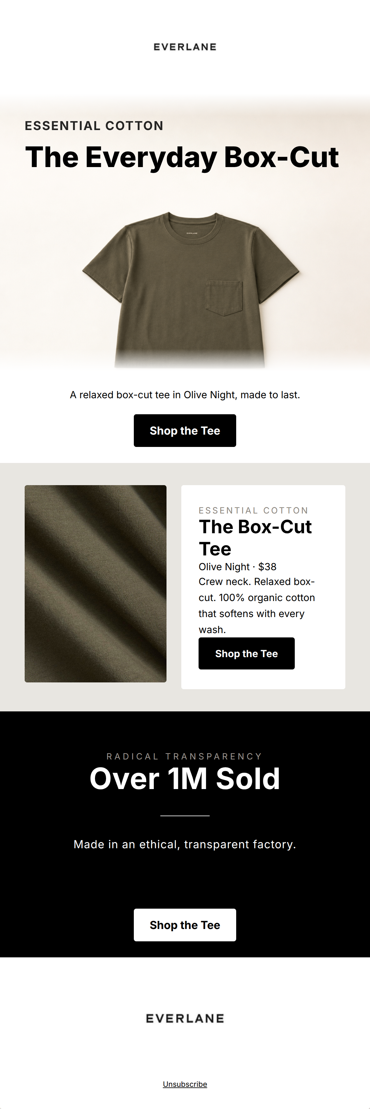 Email design: Box-Cut Tee earning its keep?