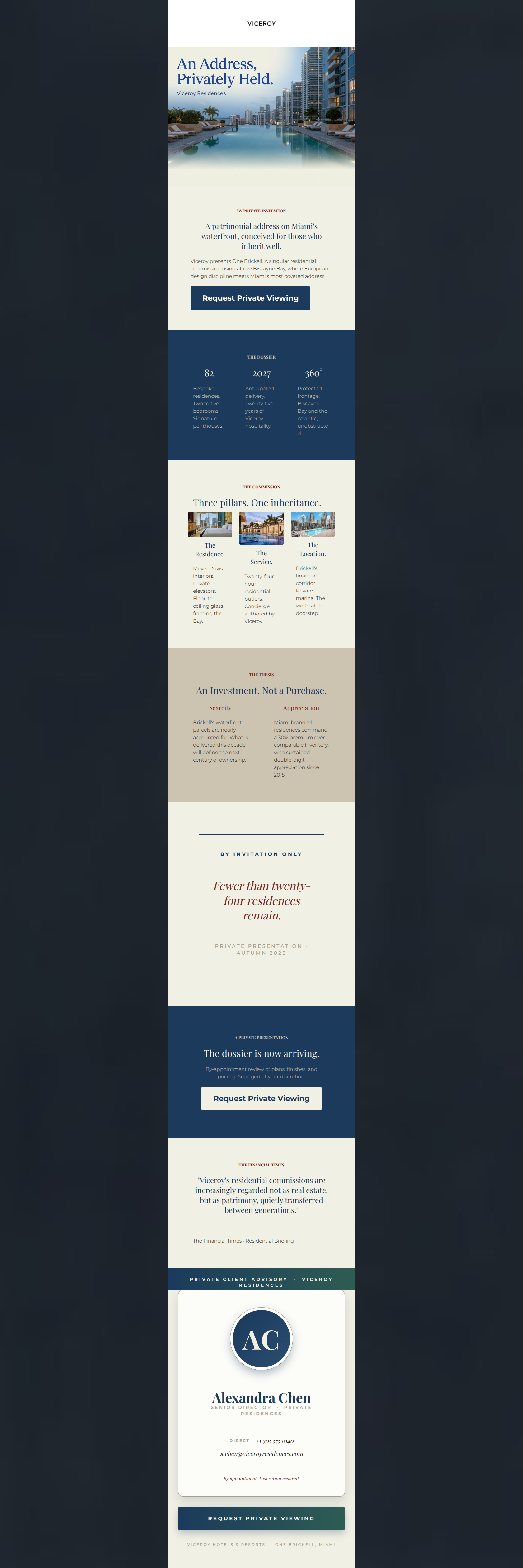 Email design: By Invitation: Viceroy Brickell, The Residences