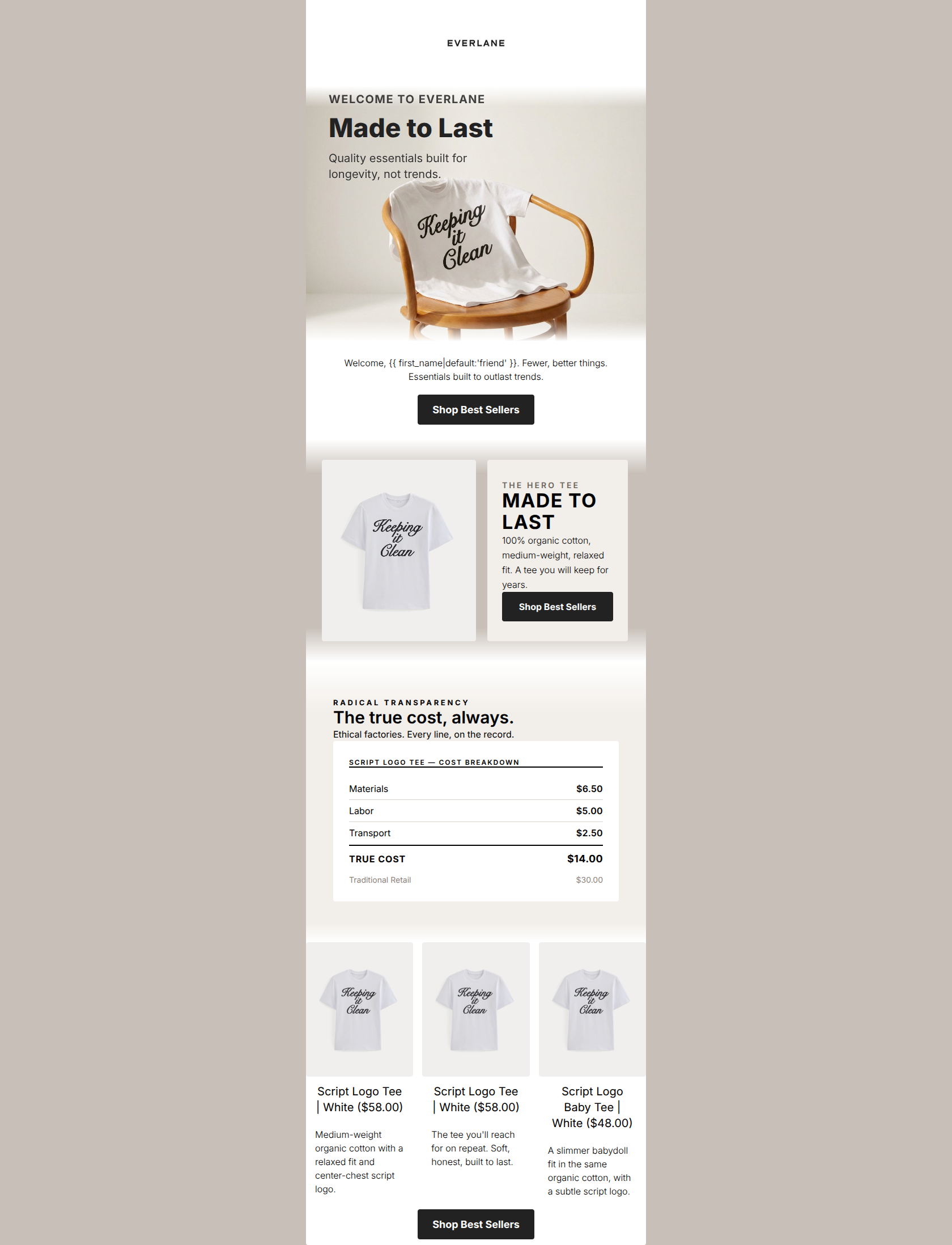 Email design: Welcome to fewer, better things.
