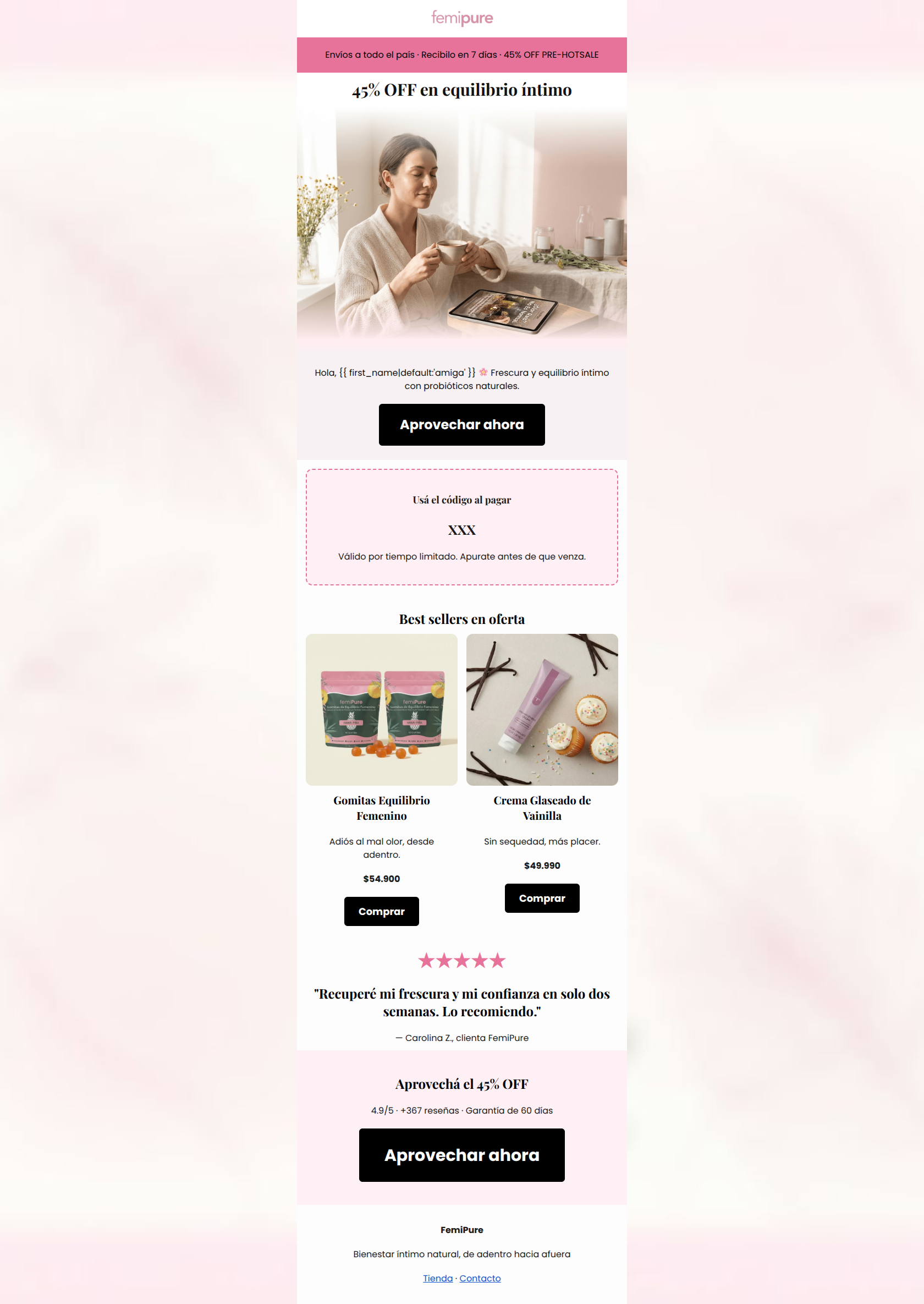 Email design: Tu equilibrio íntimo, ahora en oferta 🌸
