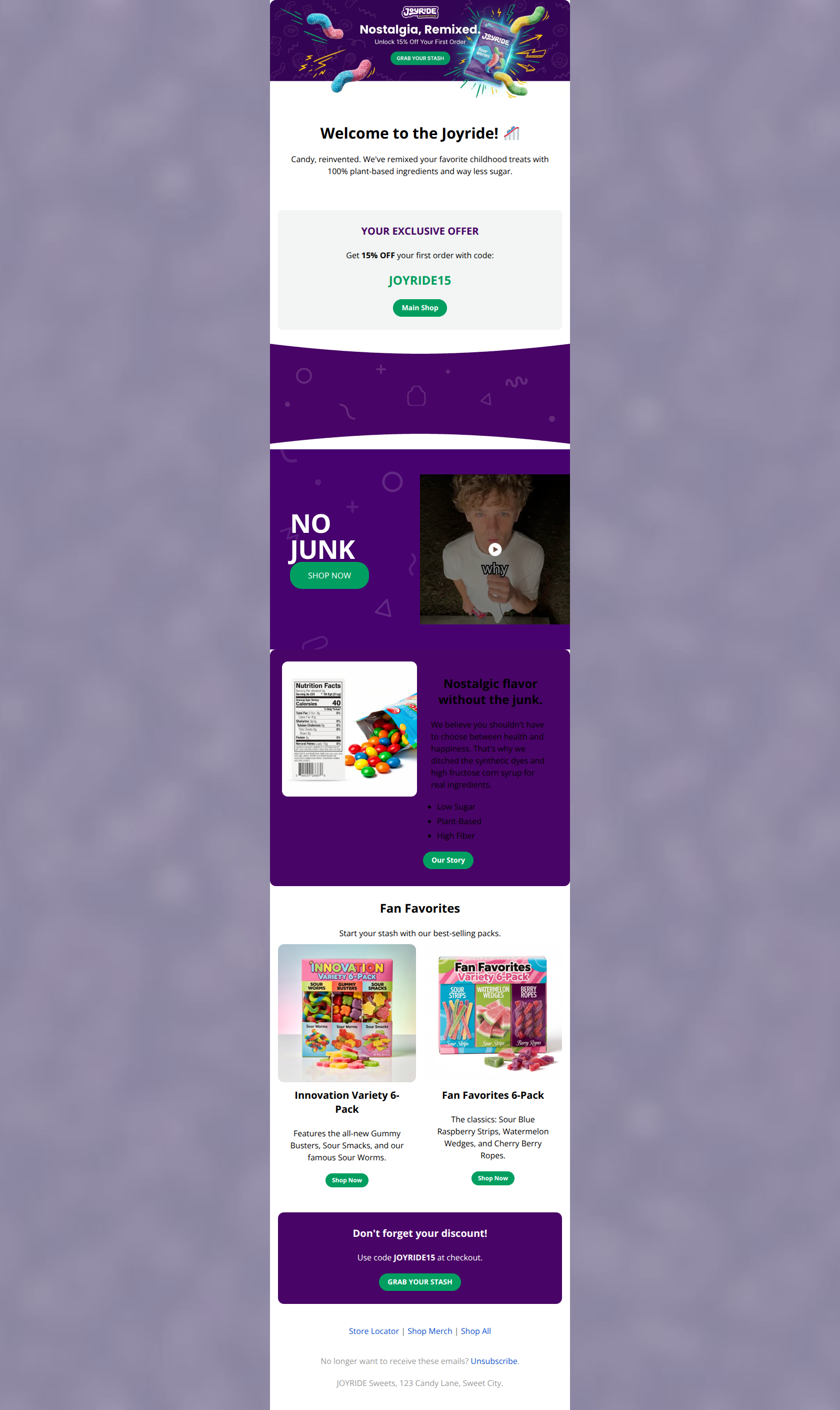 Email design: Welcome to the Joyride! 🎢 (Your 15% Off is inside