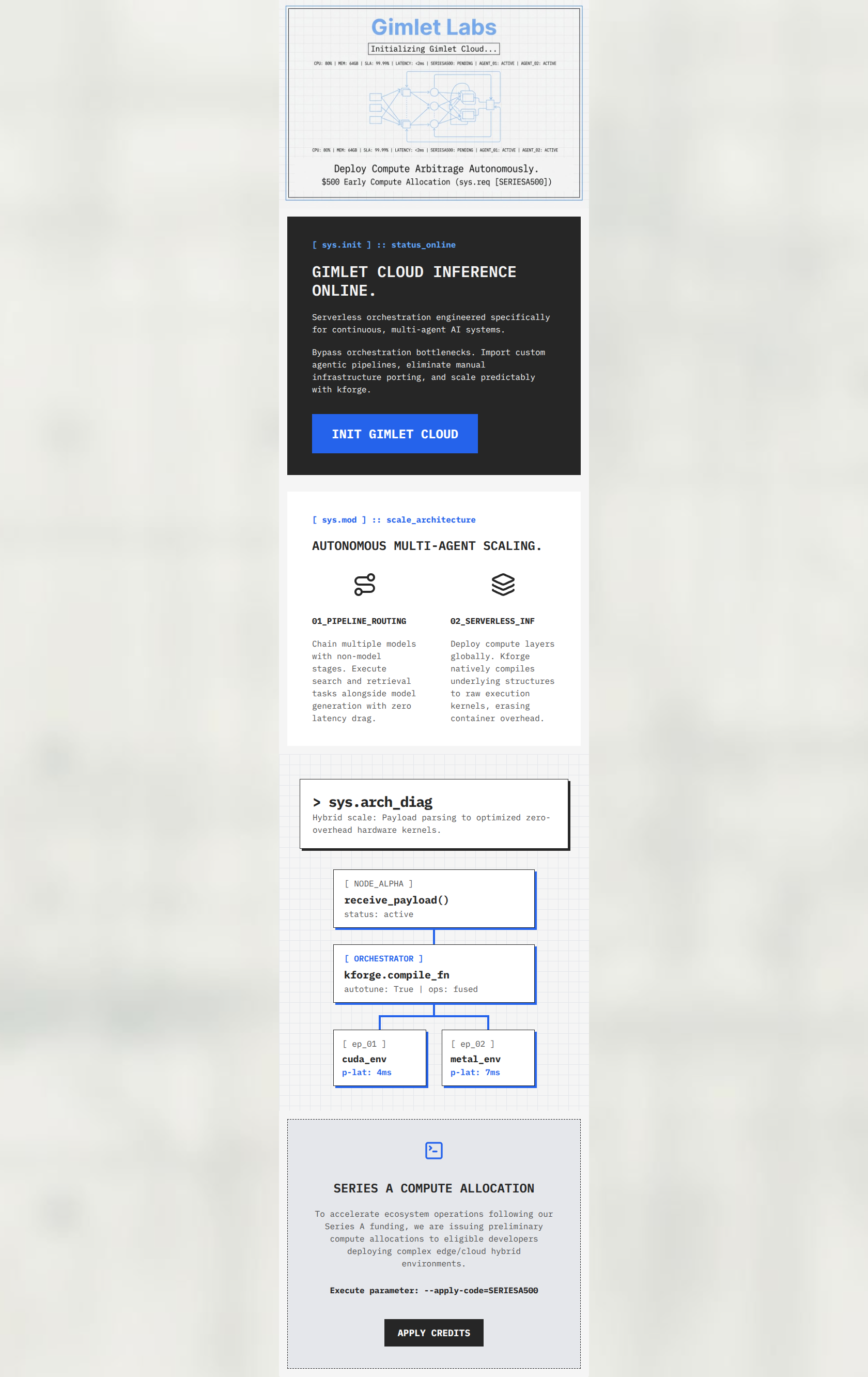 Email design: sys.init: Gimlet Cloud serverless inference online