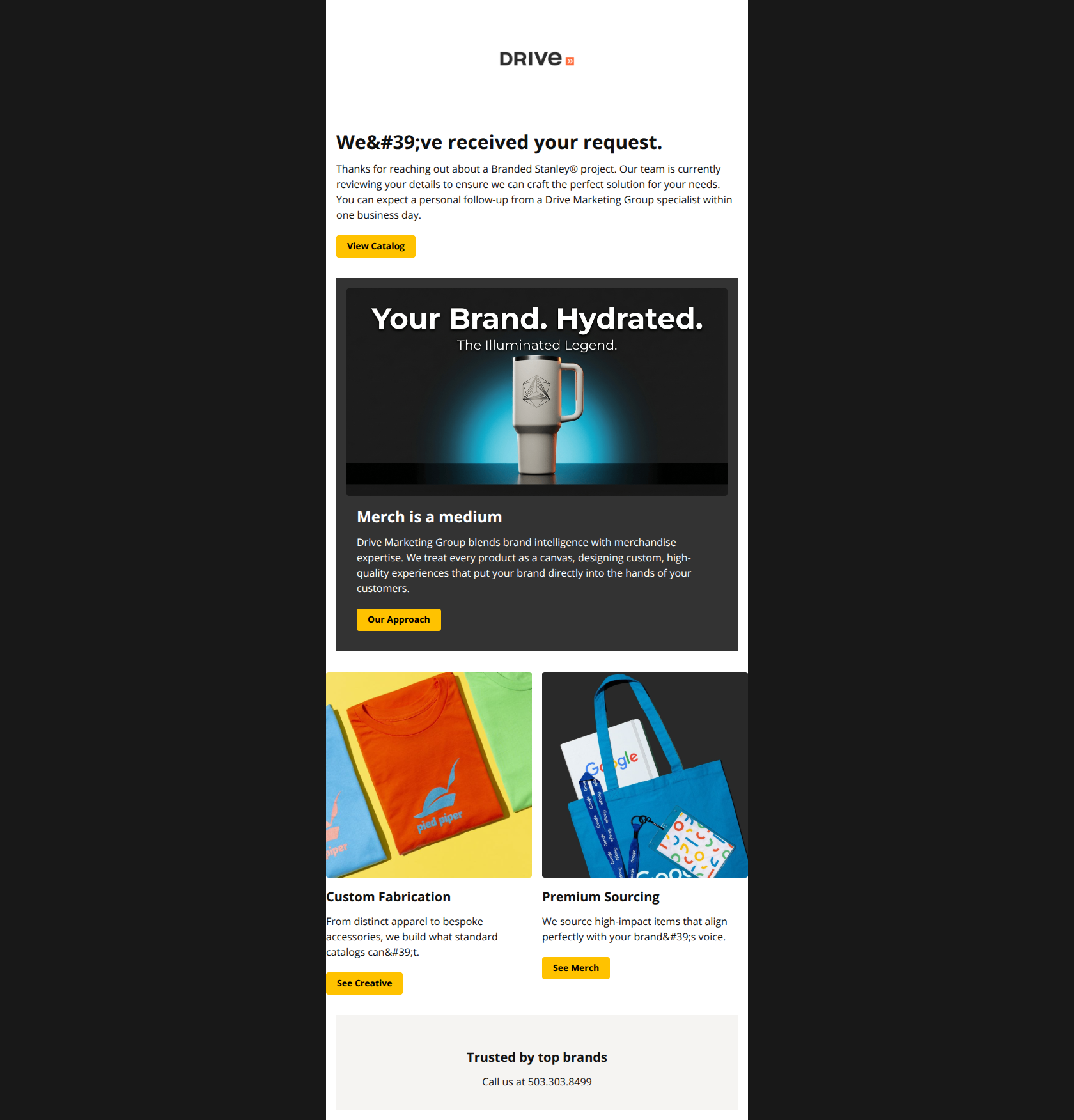 Email design: Your Branded Stanley Inquiry (Clone)