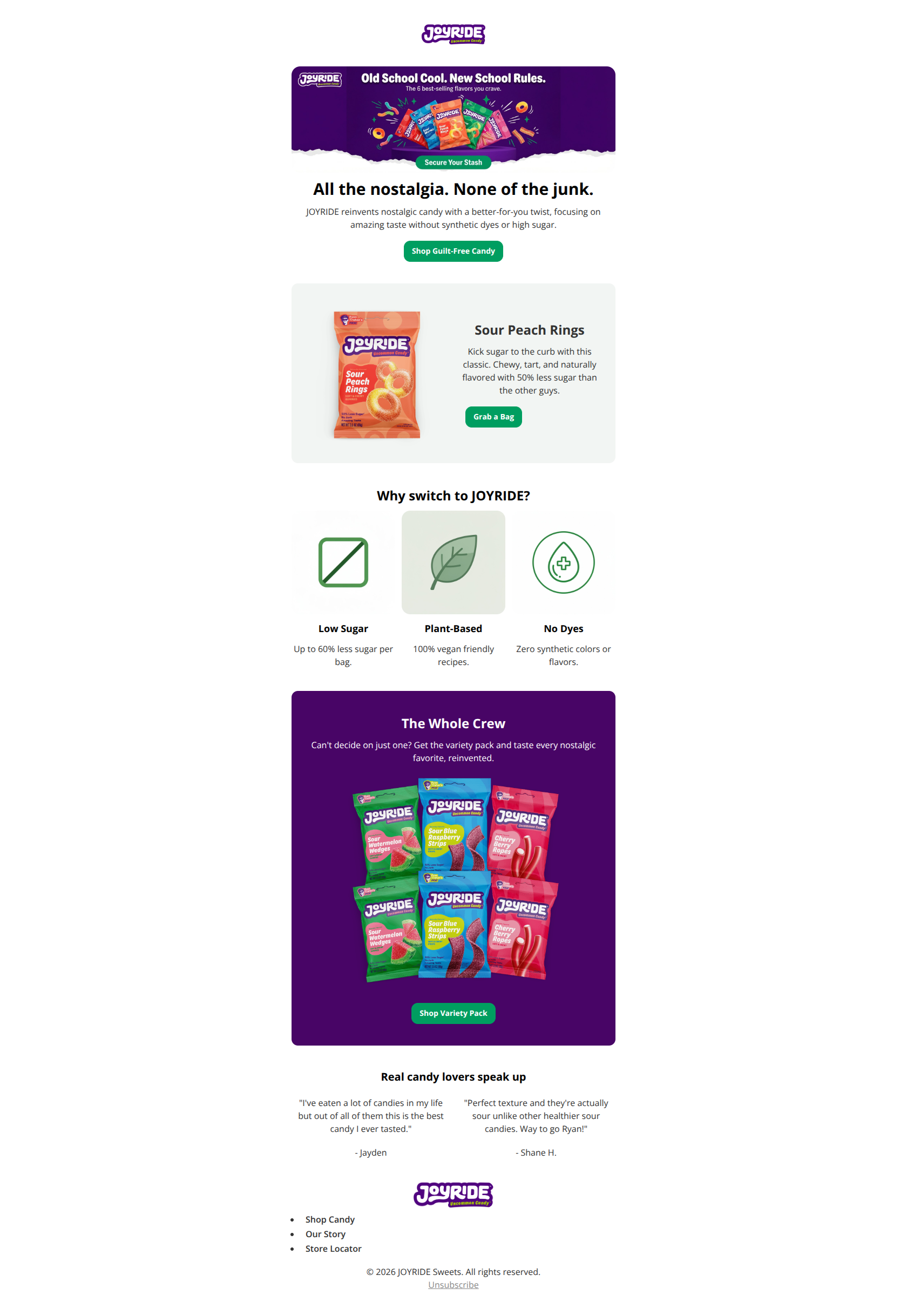 Email design: Nostalgic candy, minus the sugar crash
