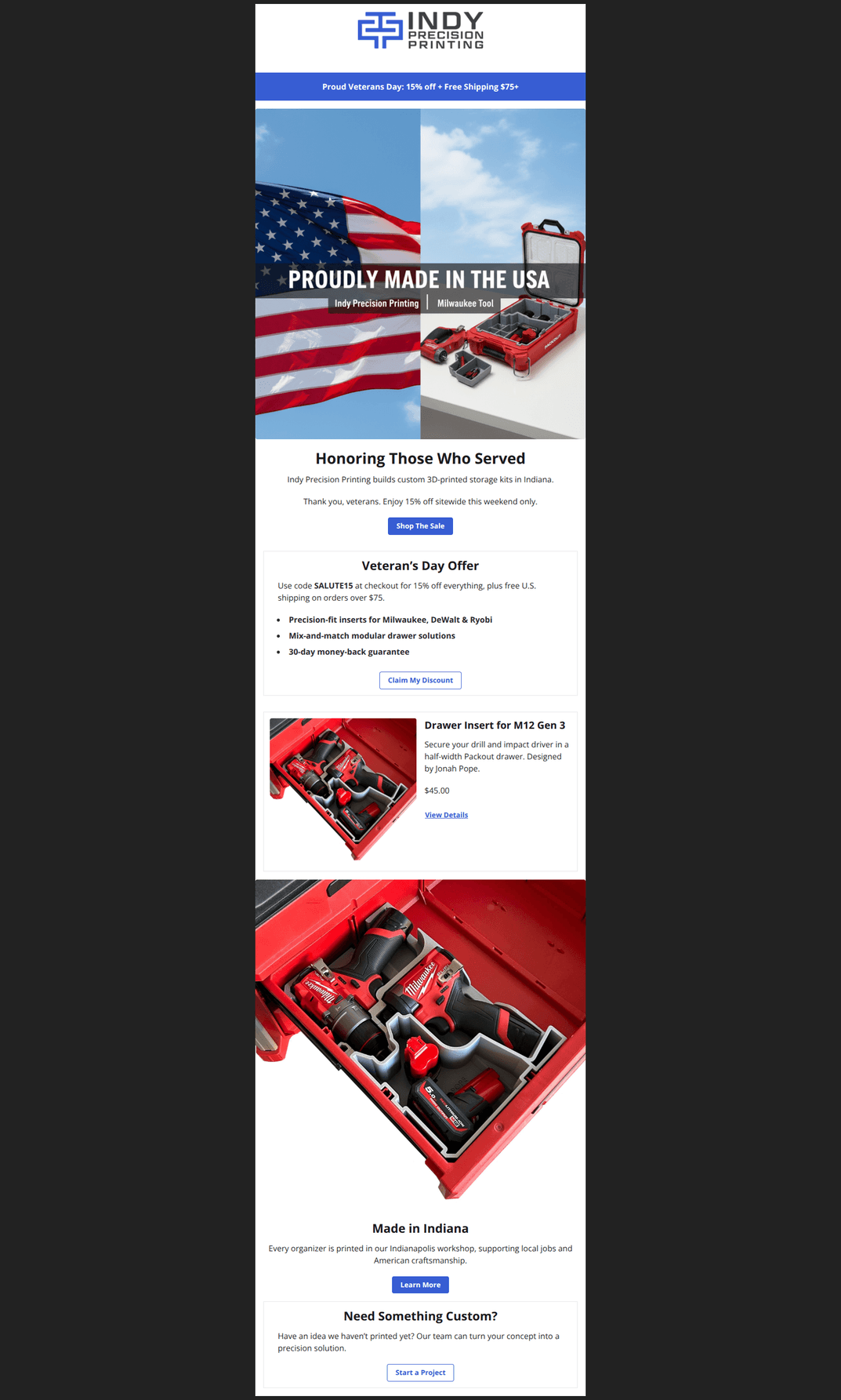 Email design: ๐บ๐ธ Salute: Your Veteran's Day Discount