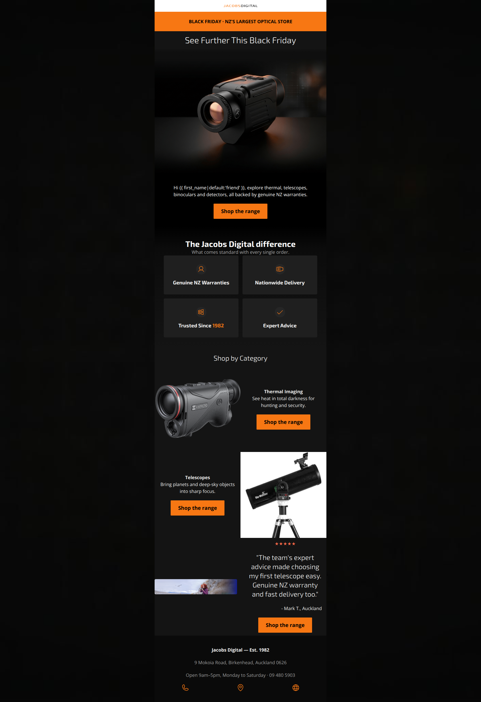 Email design: Black Friday at NZ's largest optical store