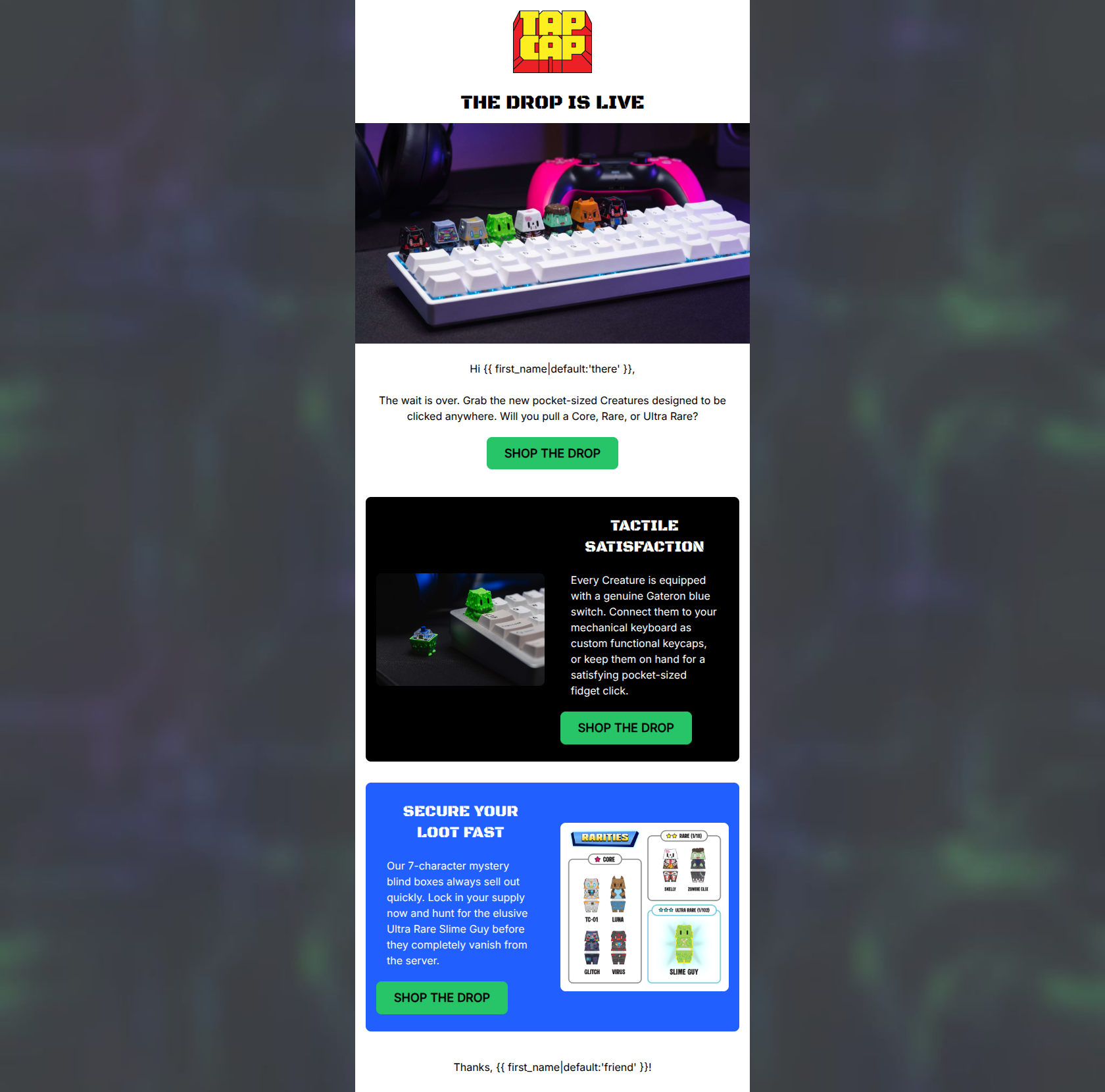 Email design: NEW DROP The Creatures Mystery Box Is Here