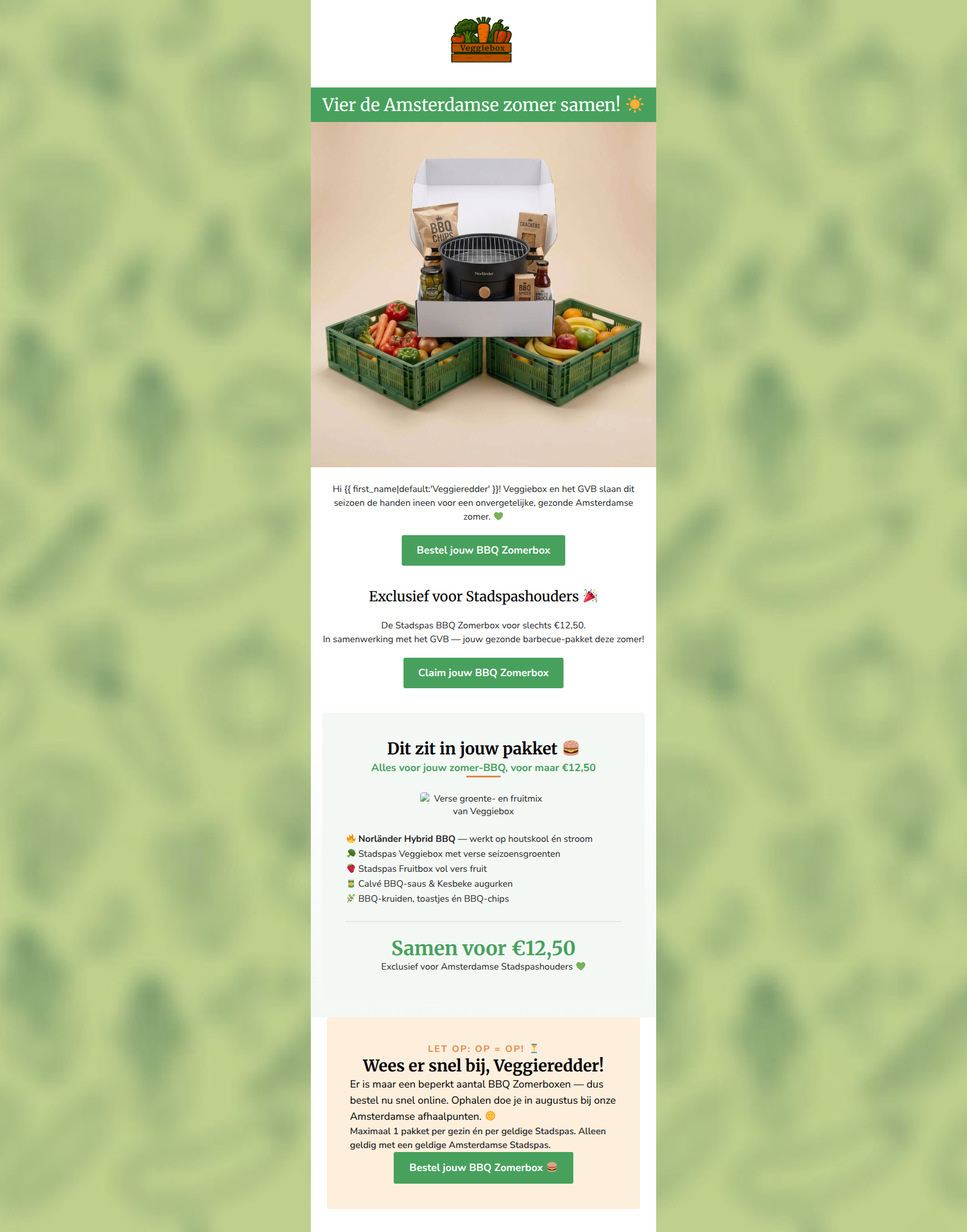 Email design: Samen met het GVB: de Stadspas BBQ Zomerbox! ☀️🍔