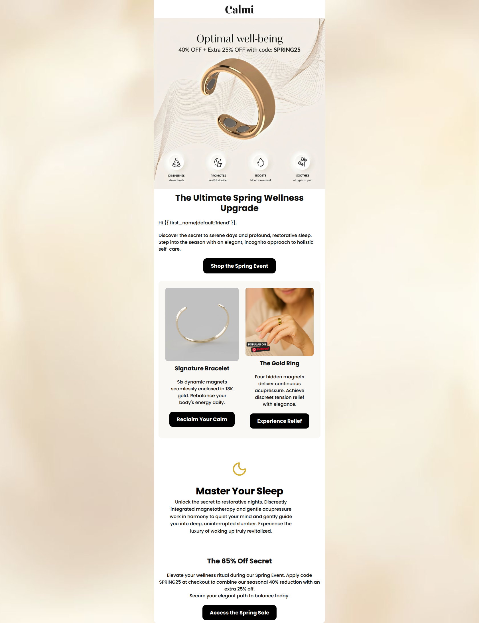 Email design: A 65% off secret to sleeping through the night