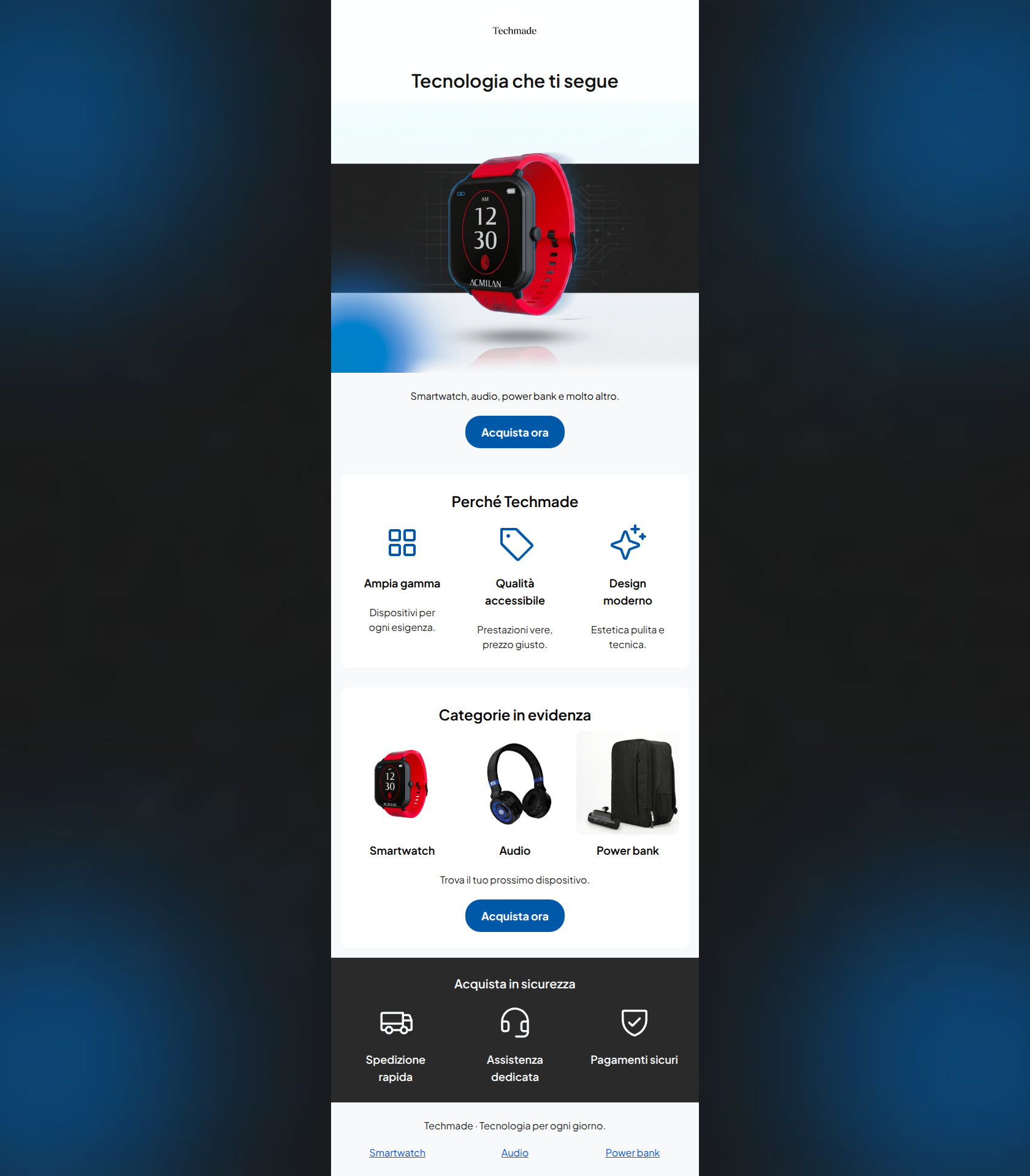 Email design: Tech e accessori per ogni giorno