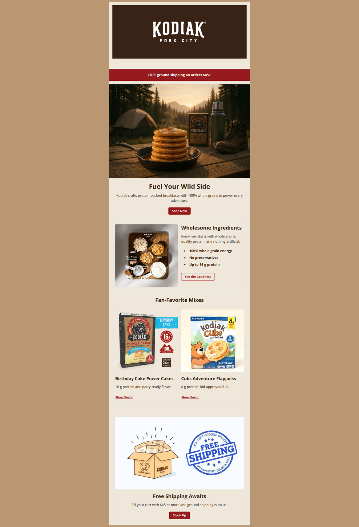 Email design: Fuel Your Adventure, Get Free Shipping