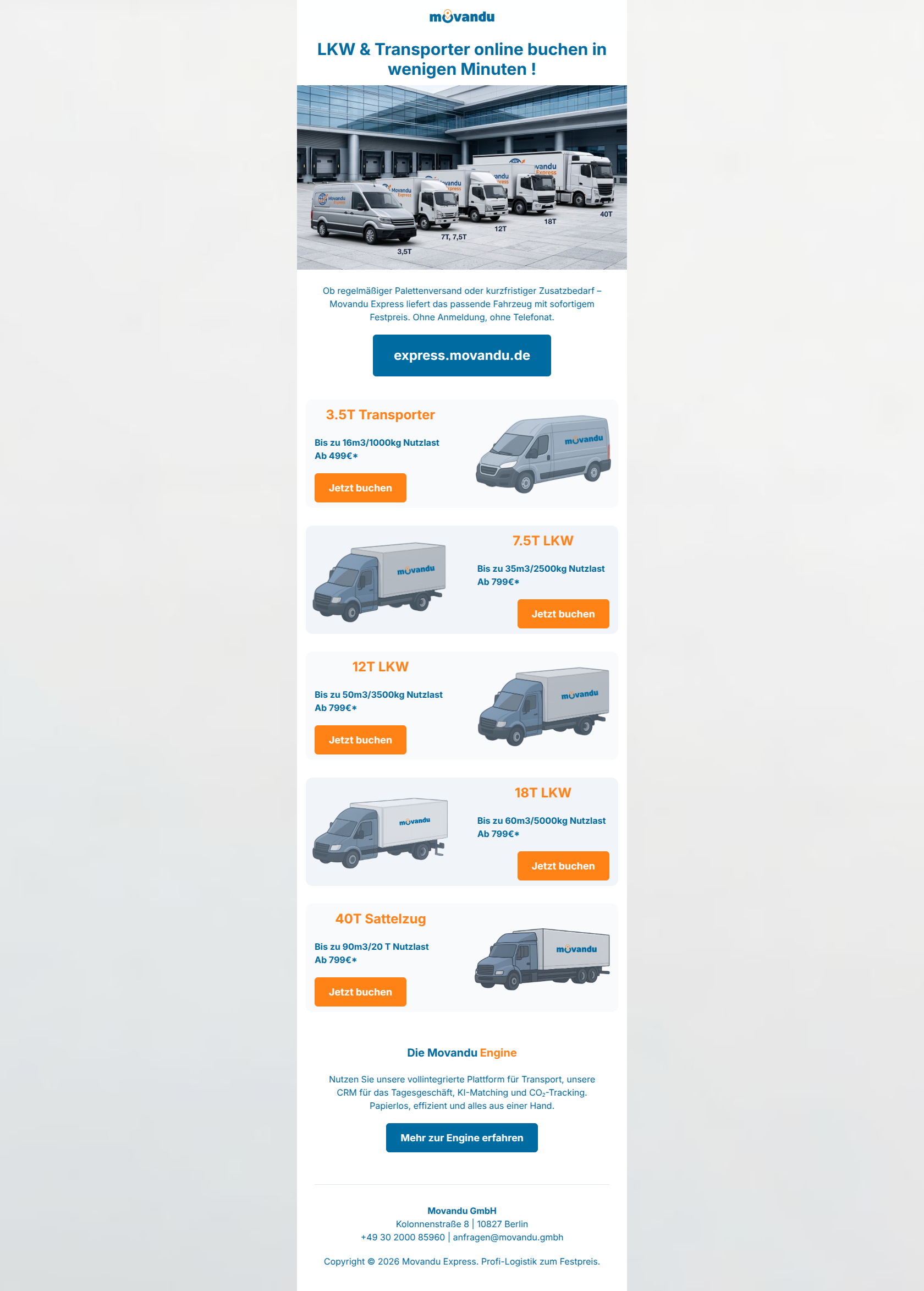 Email design: Express-Logistik für Ihr Unternehmen: Festpreis in Sekunden (Clone)
