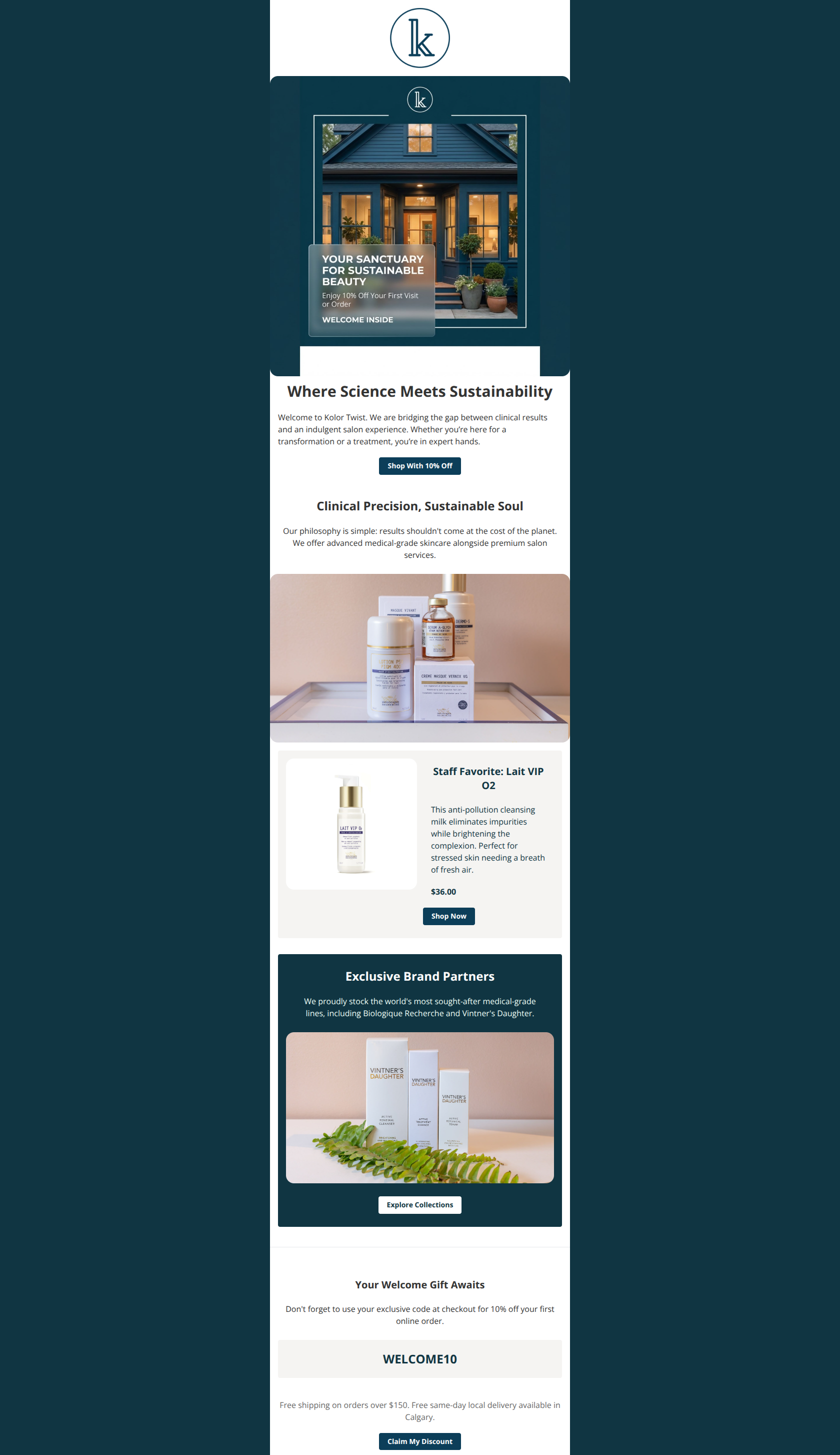 Email design: Welcome to Sustainable Luxury (Gift Inside)
