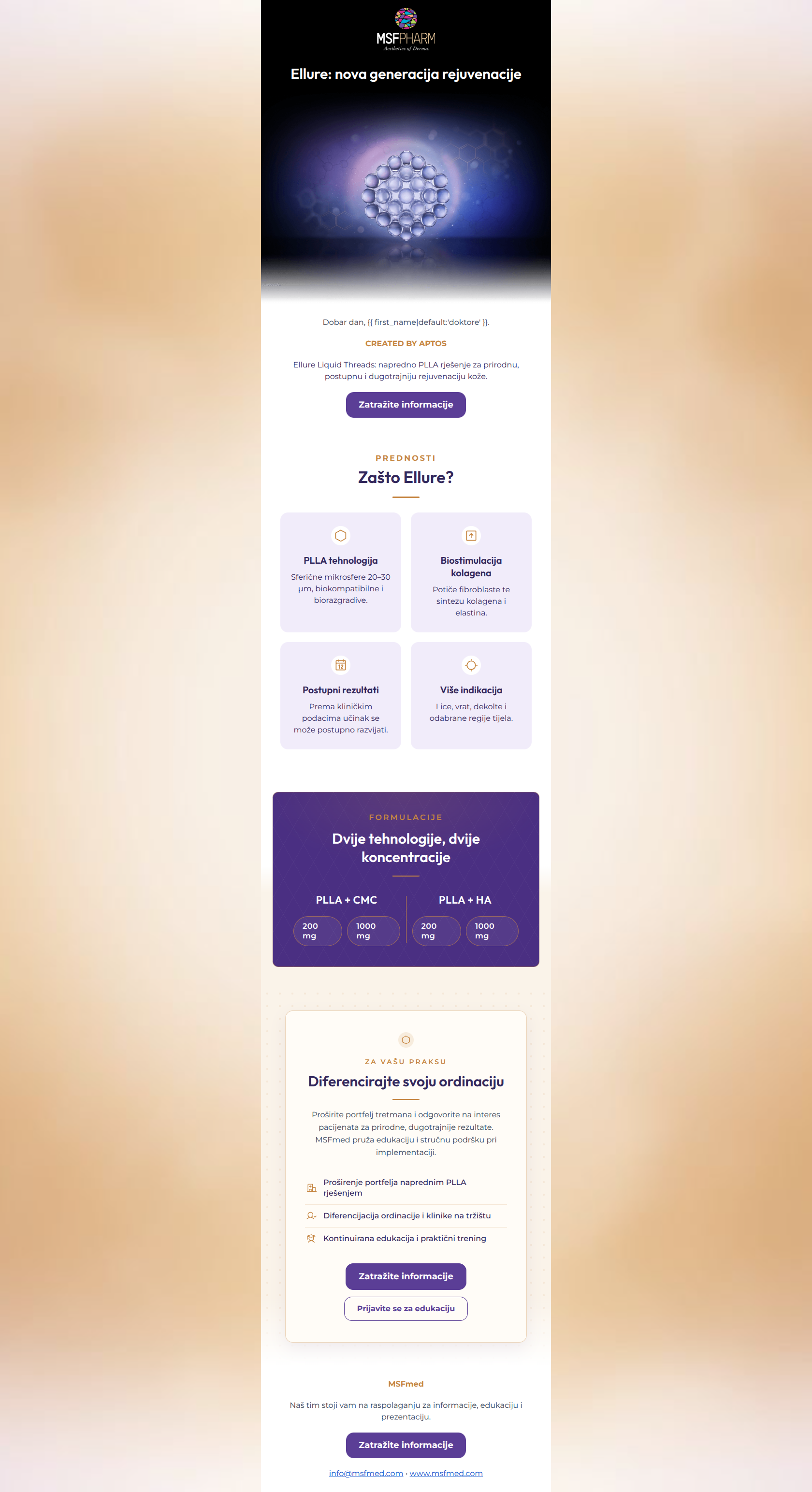 Email design: Ellure by APTOS — nova generacija PLLA rejuvenacije