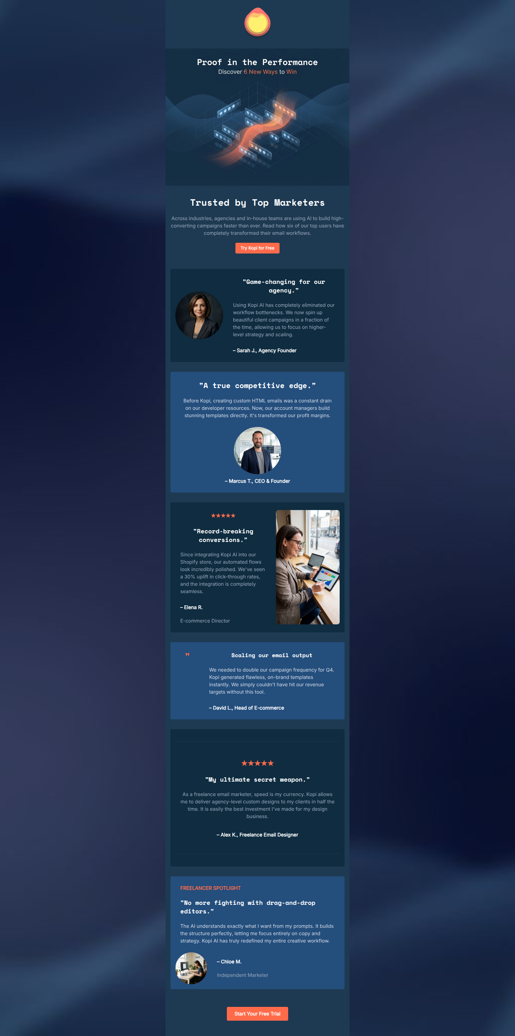 Email design: See why marketers are switching to Kopi AI