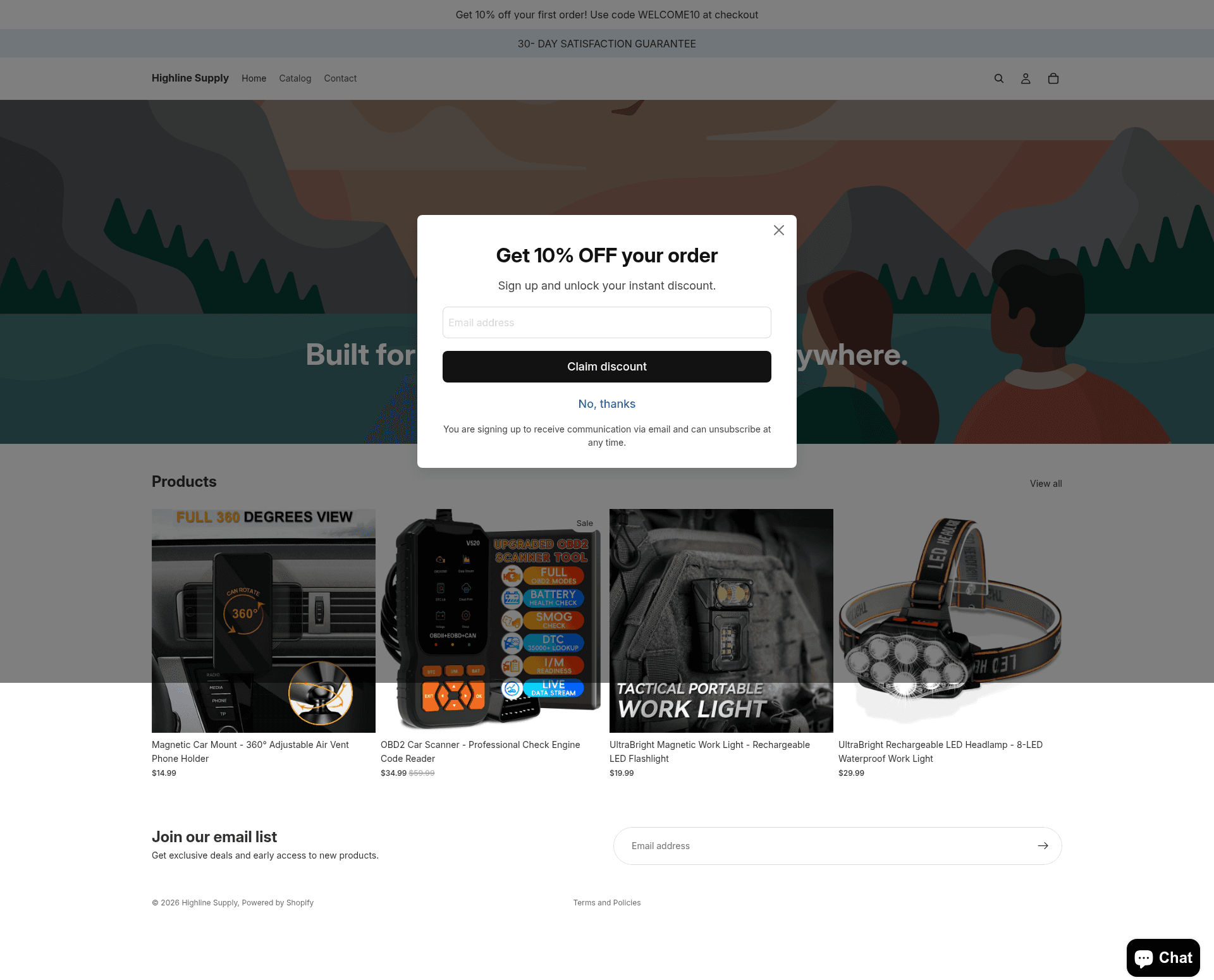 Screenshot of Highline Supply