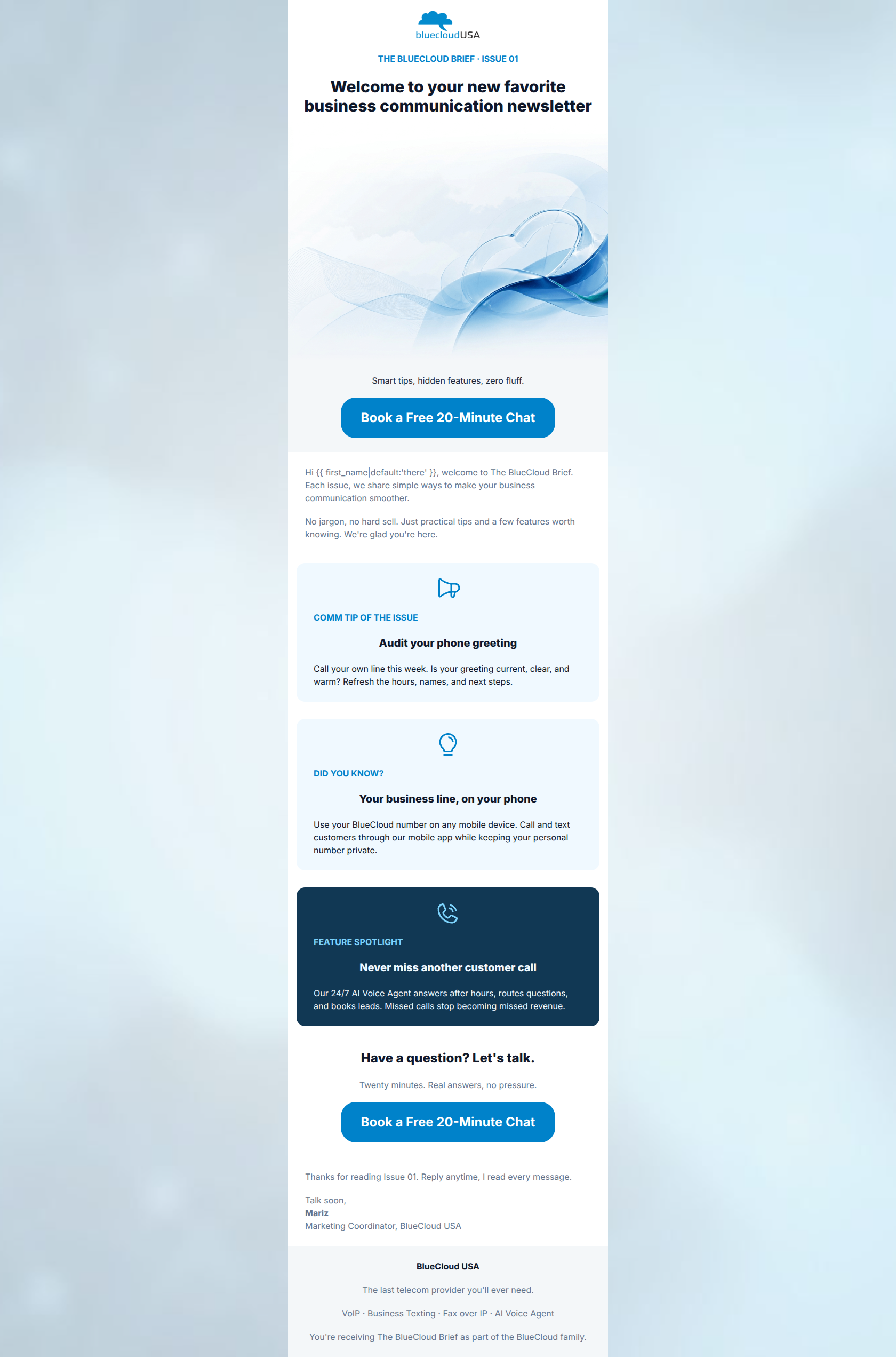 Email design: Welcome to The BlueCloud Brief (Clone)