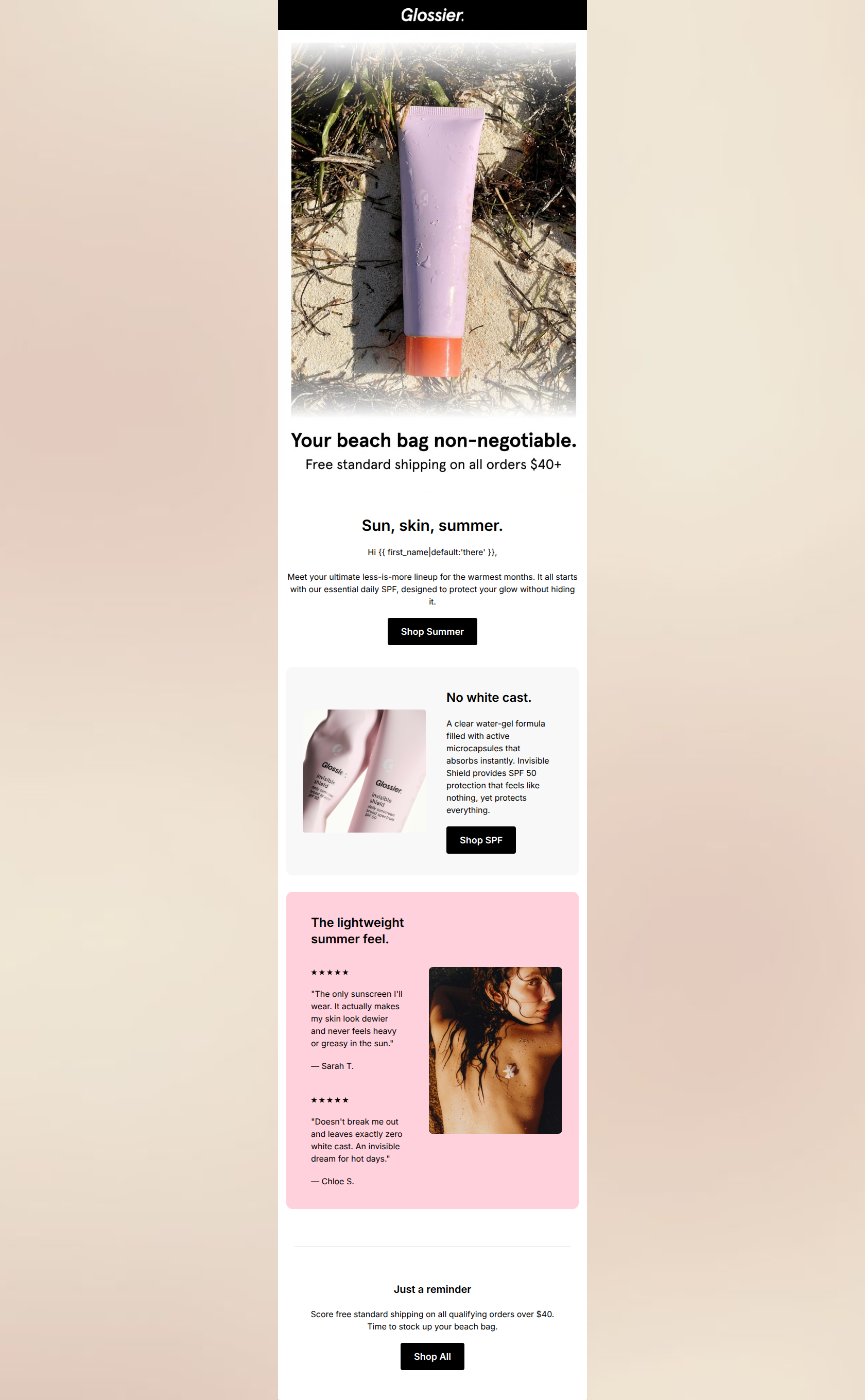 Email design: Your summer skin routine, sorted.