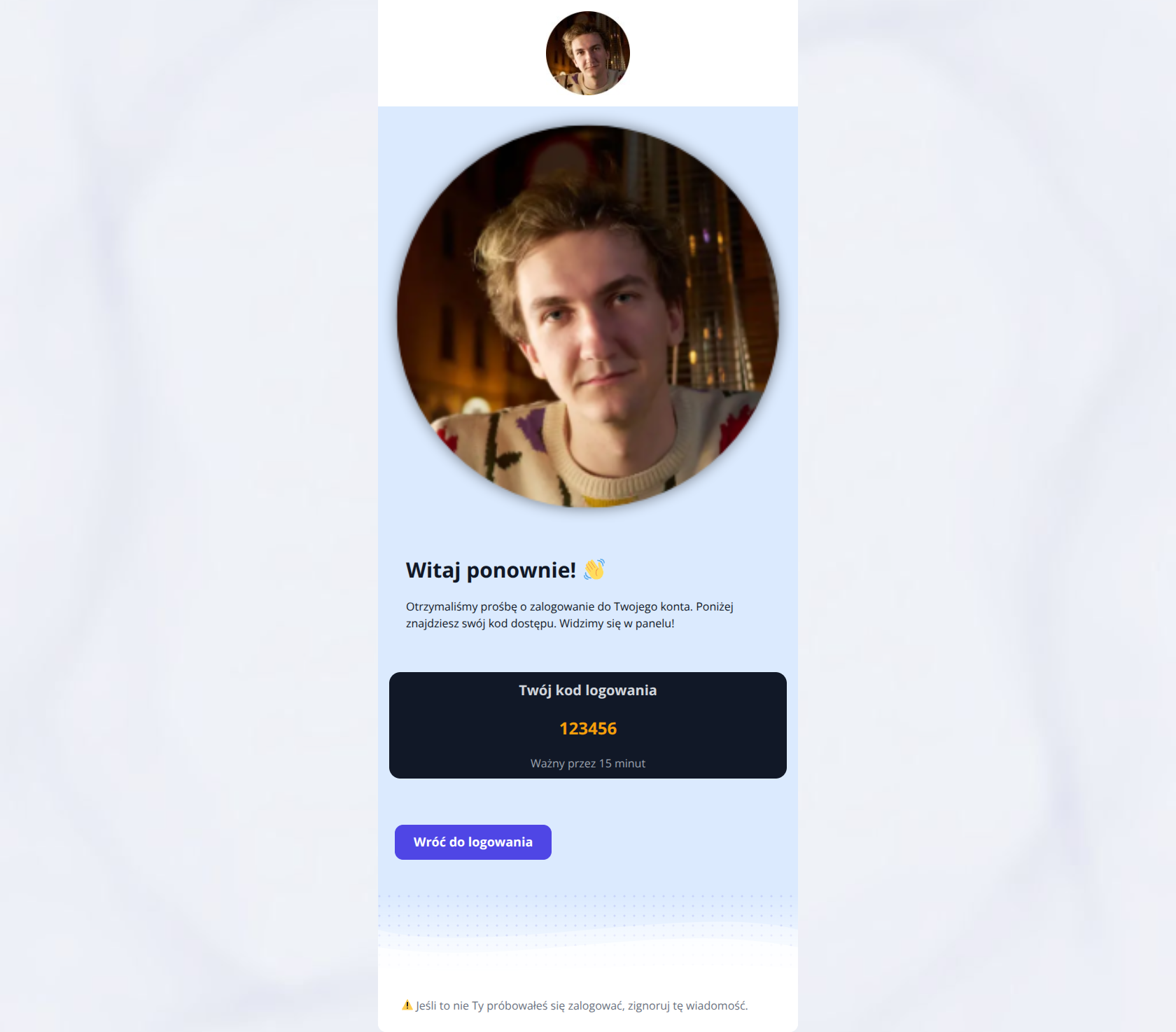 Email design: Twój kod logowania do Maturazlewusem