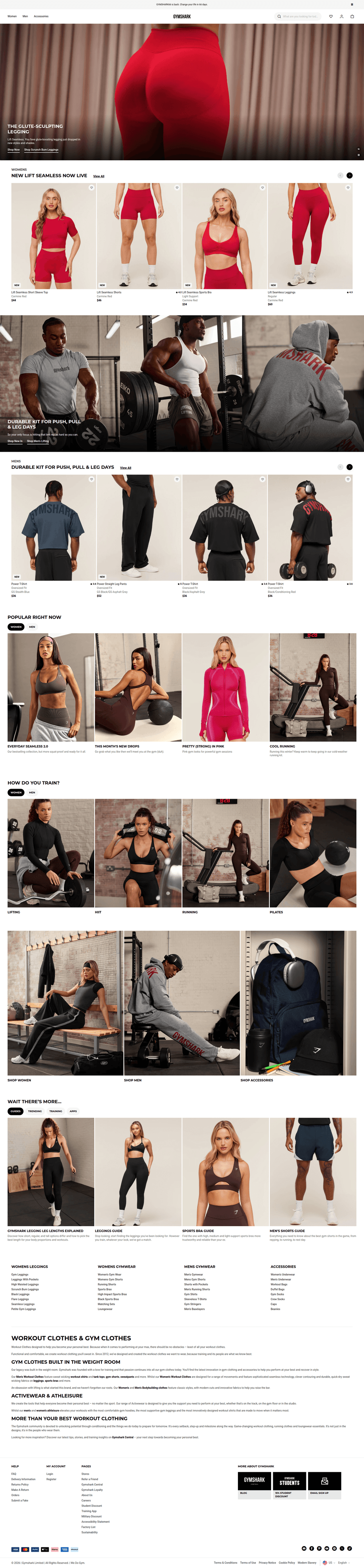 Screenshot of Gymshark