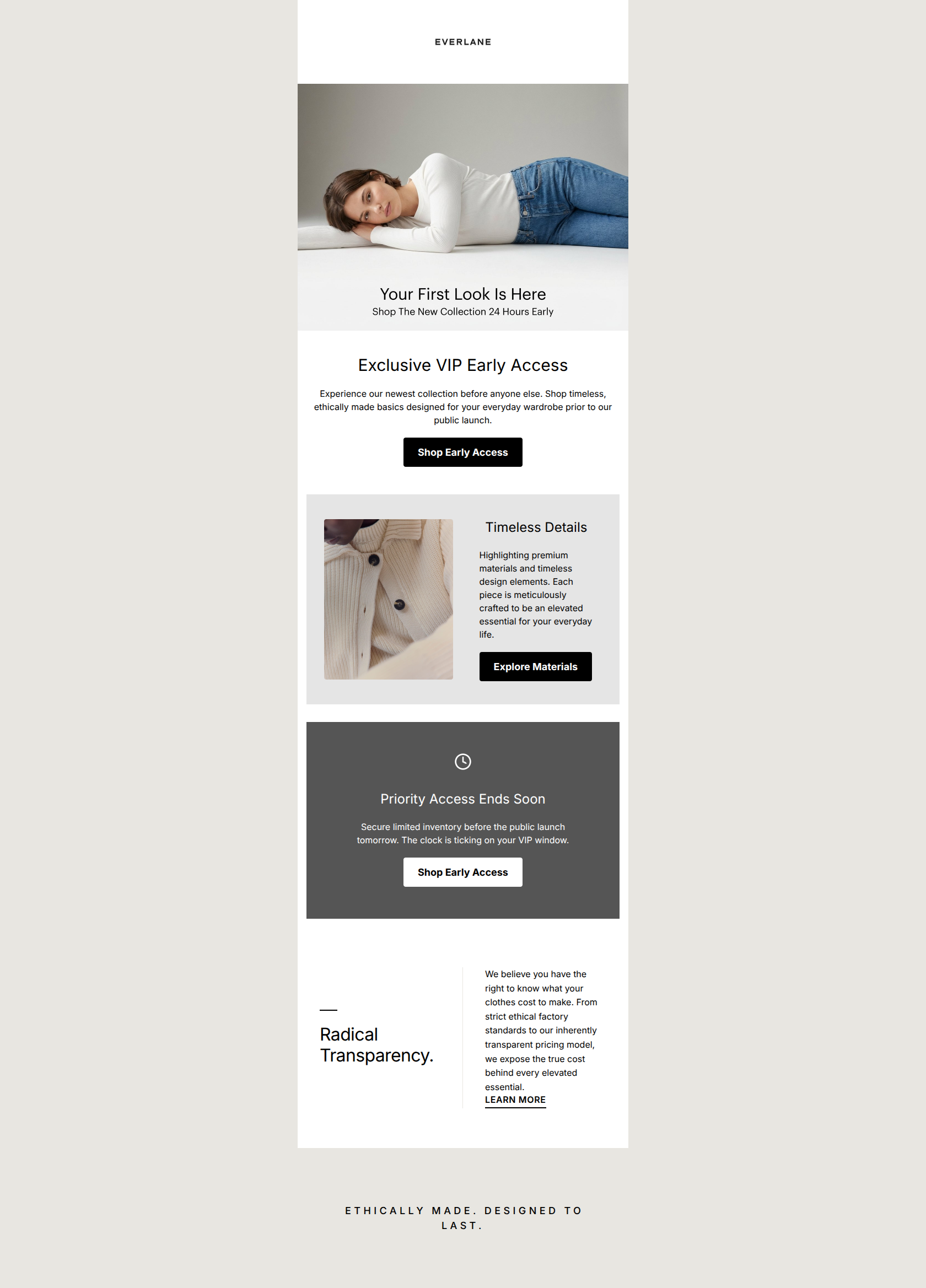 Email design: VIP Early Access: Shop Our Newest Collection