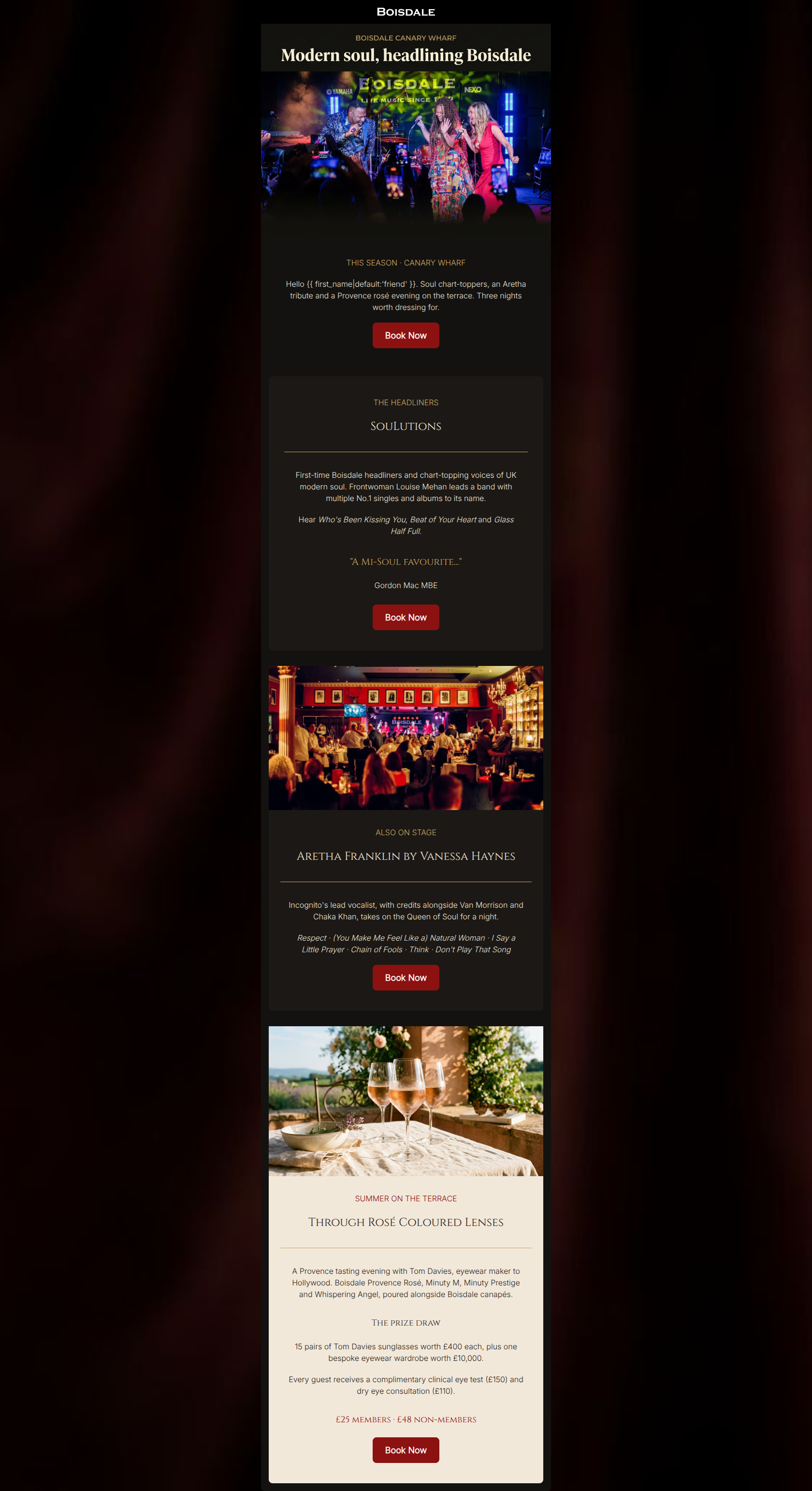 Email design: SouLutions, Aretha and Provence Rosé
