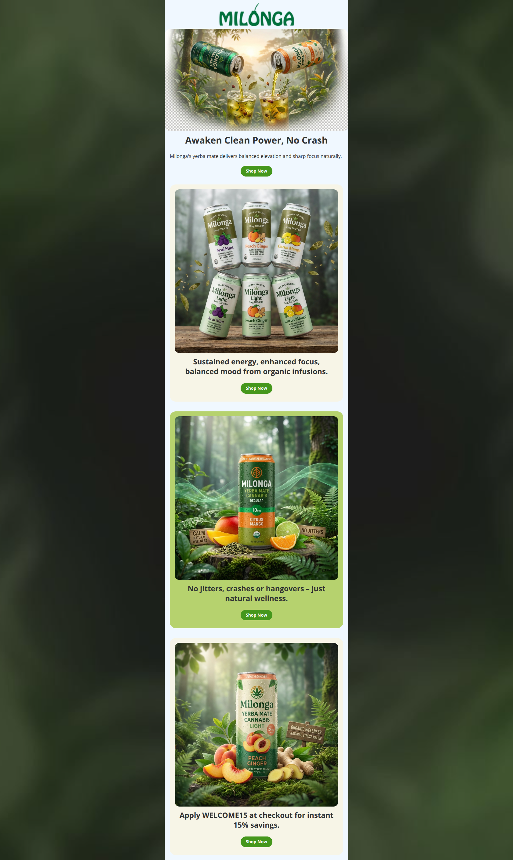 Email design: 15% Off: Fuel Focus Without Jitters