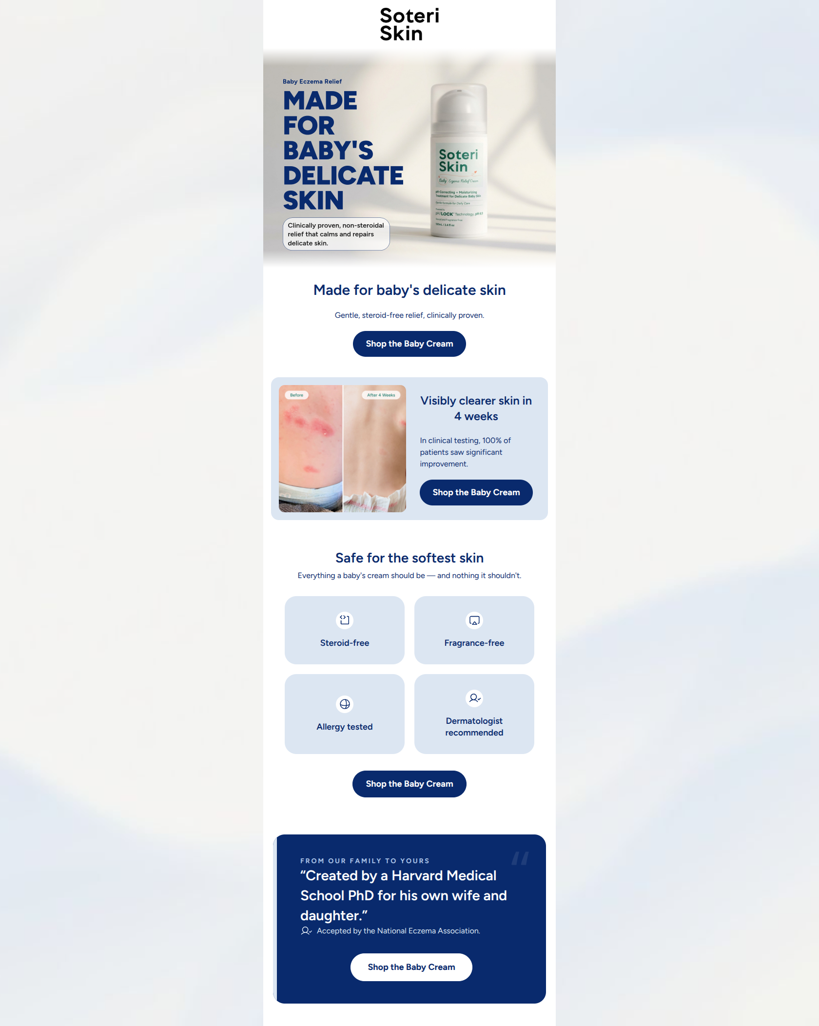 Email design: Clinically proven relief, gentle enough for baby