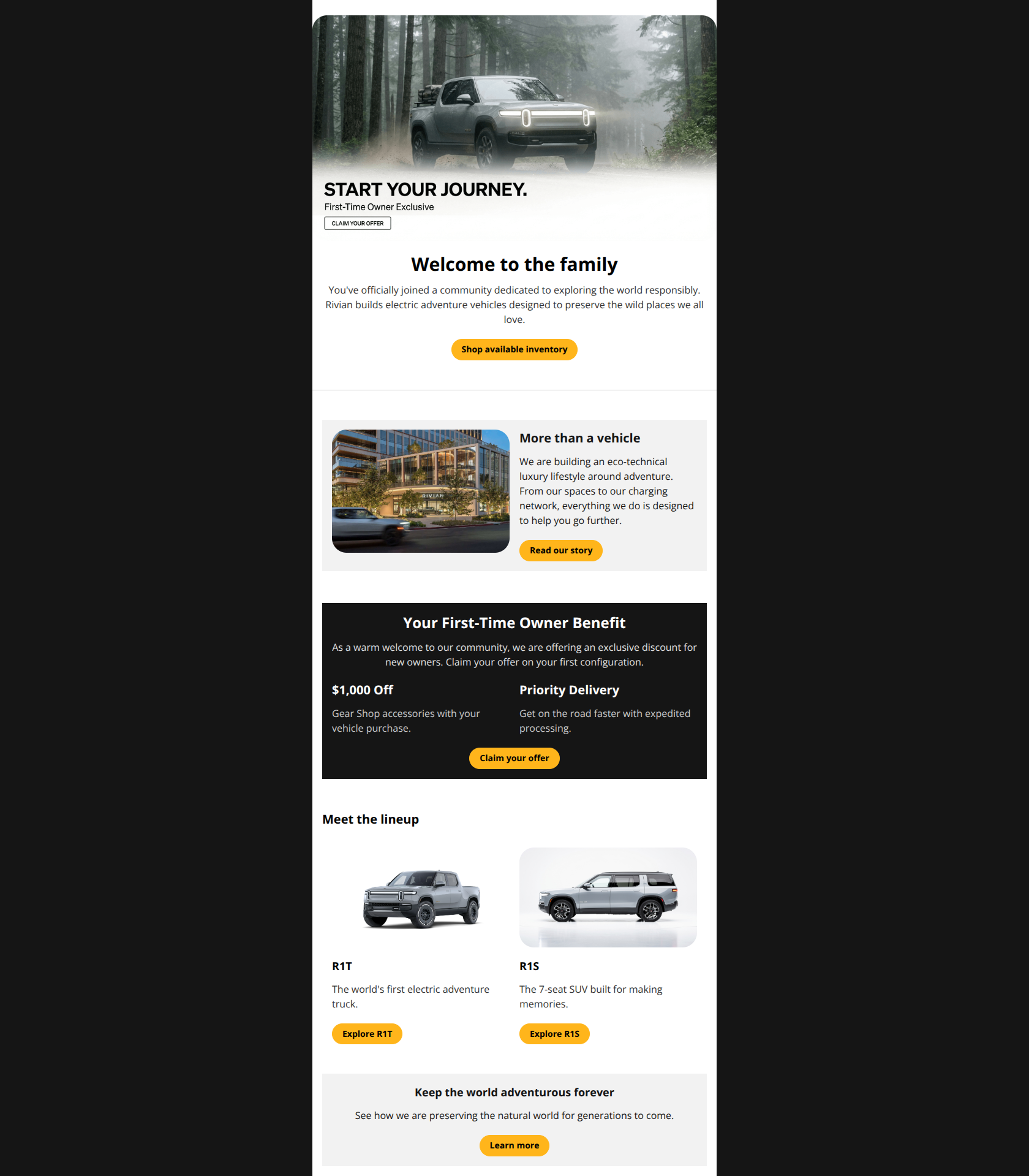 Email design: Welcome! Here's 15% Off Your First Order