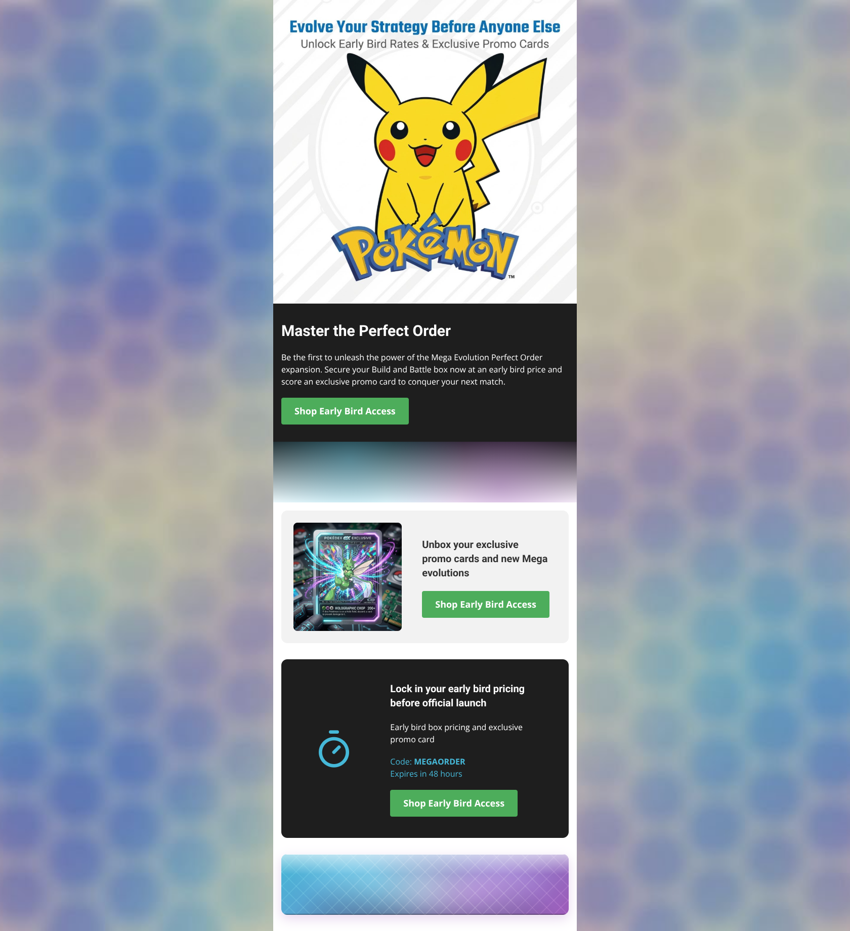 Email design: Early Access: Mega Evolution Perfect Order Build B