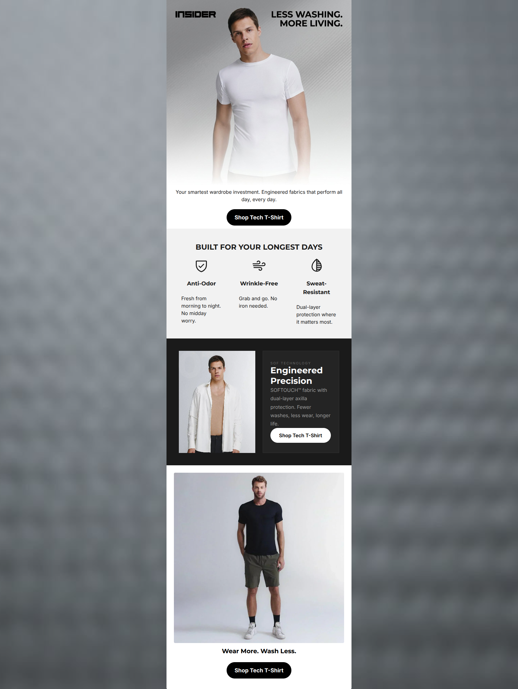 Email design: Your shirt works harder than you do.