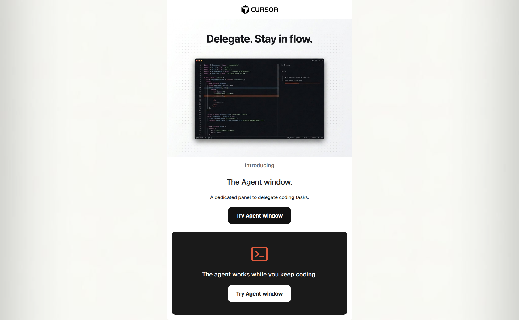 Email design: Meet the Agent window.