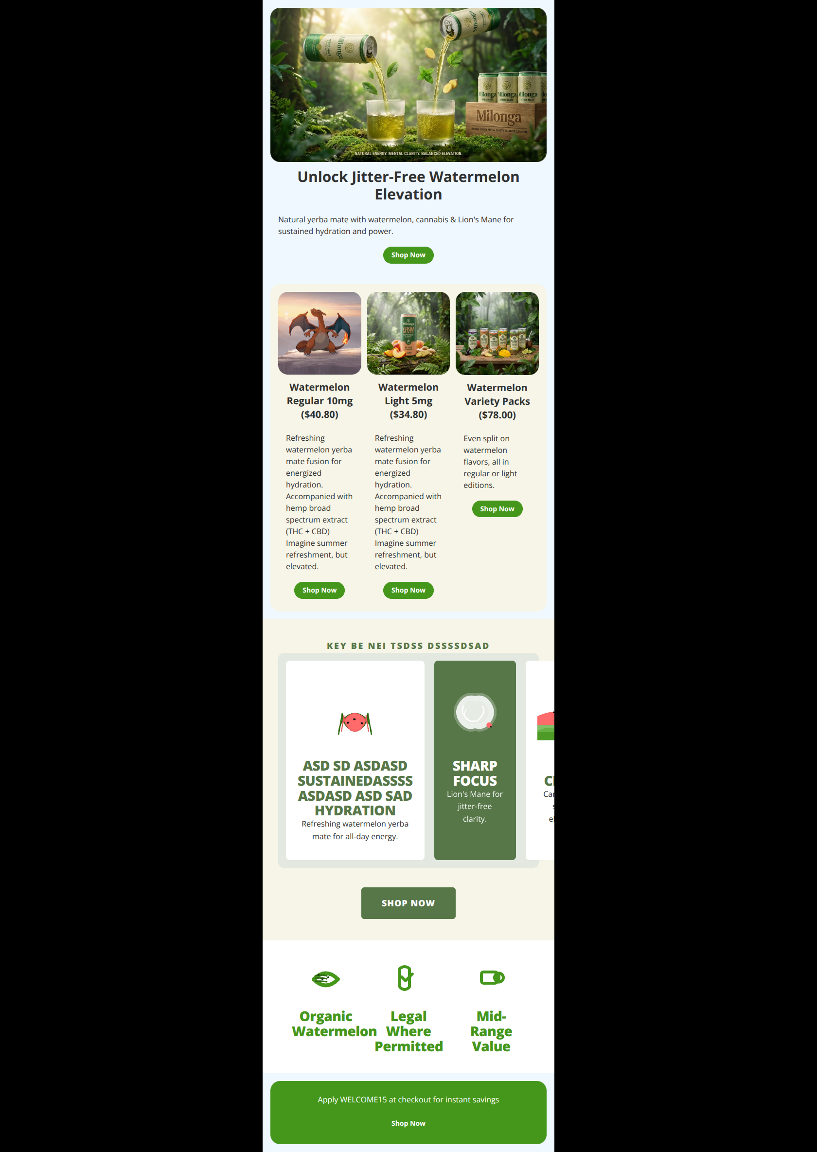 Email design: Welcome: 15% Off Natural Energy!