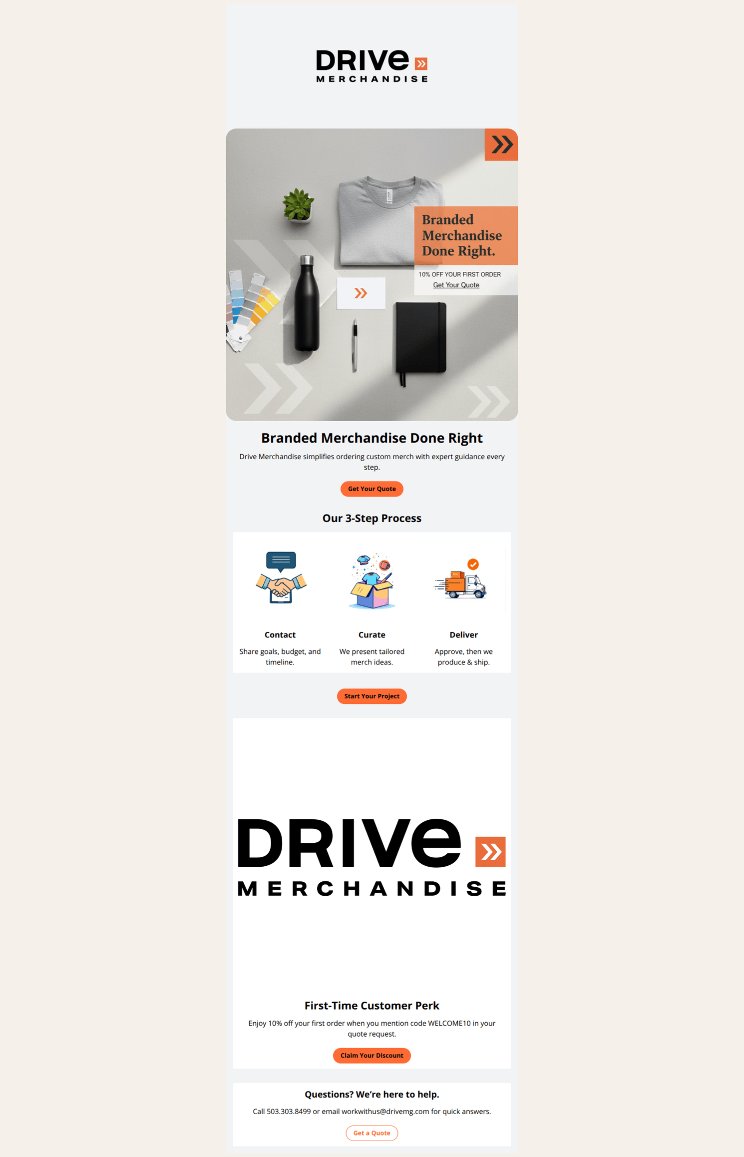 Email design: Welcome! Claim Your First Order Discount π