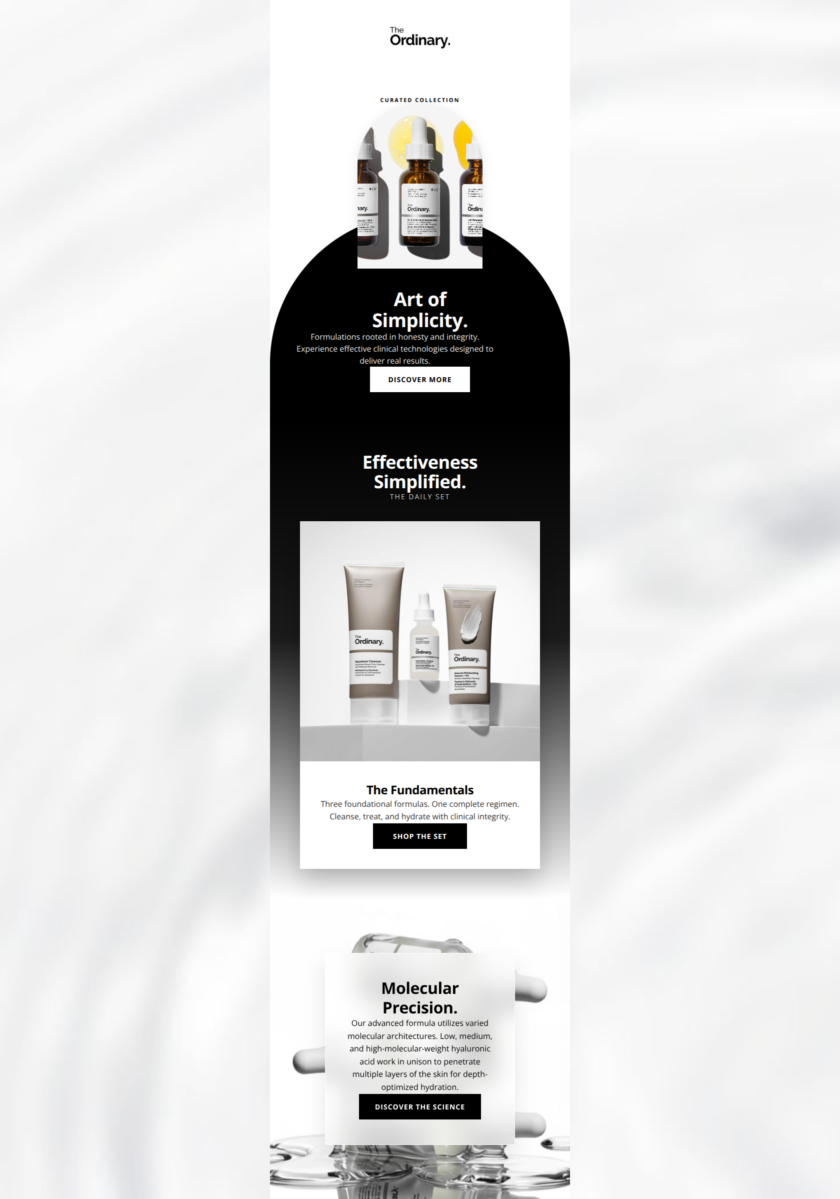 Email design: Hydration, crystal clear.