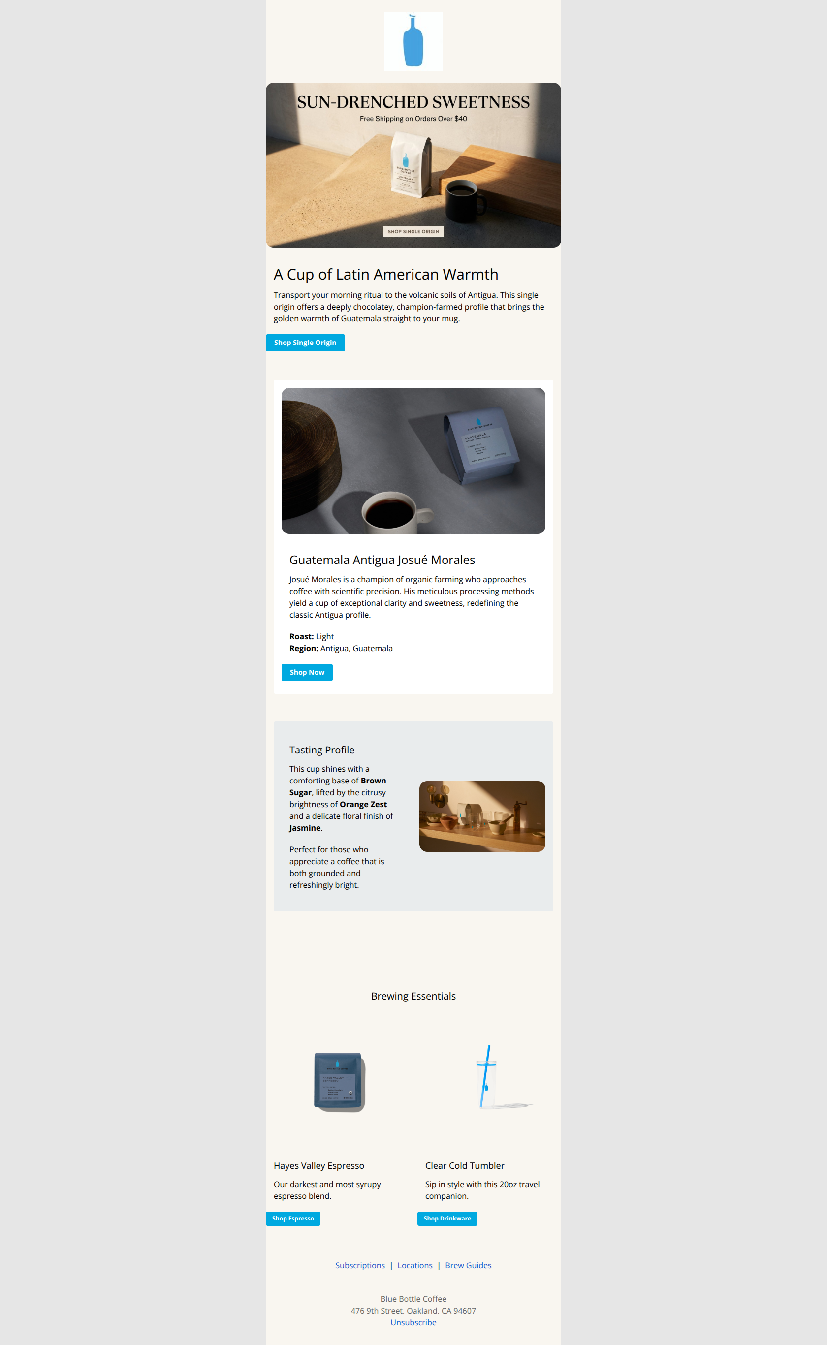 Email design: Sun-drenched sweetness: Guatemala Antigua