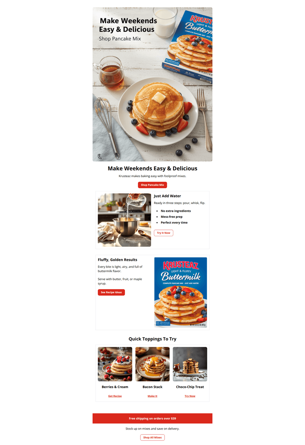 Email design: Effortless Weekend Breakfast Awaits 🥞