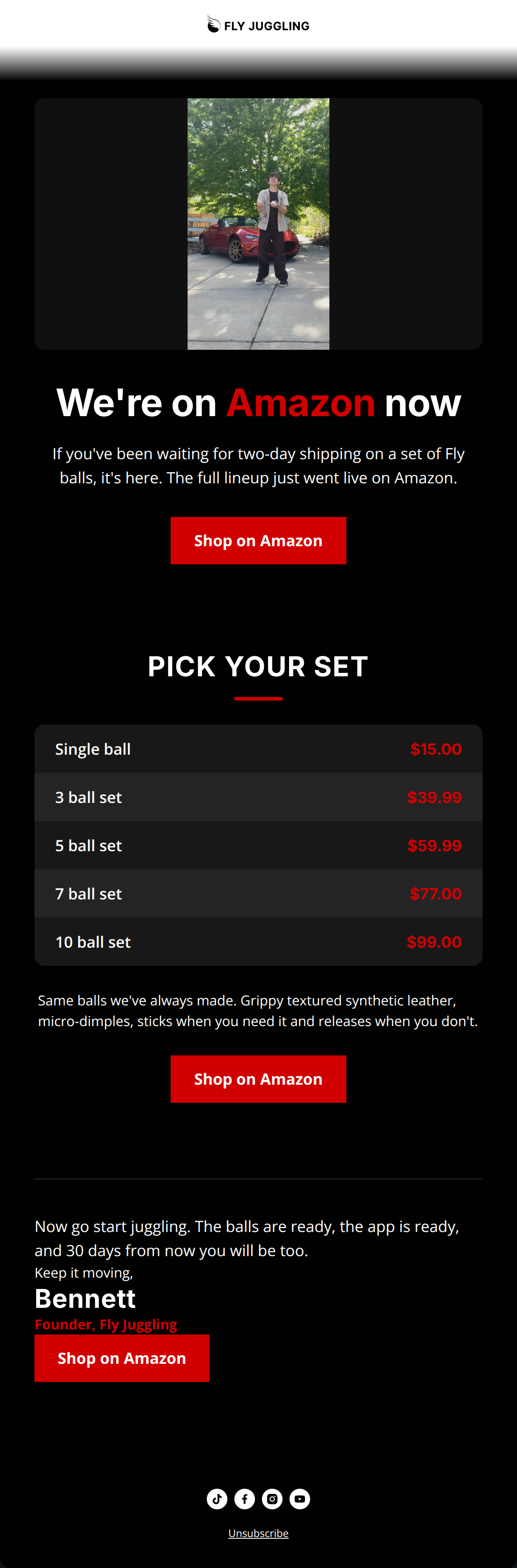 Email design: We're on Amazon now